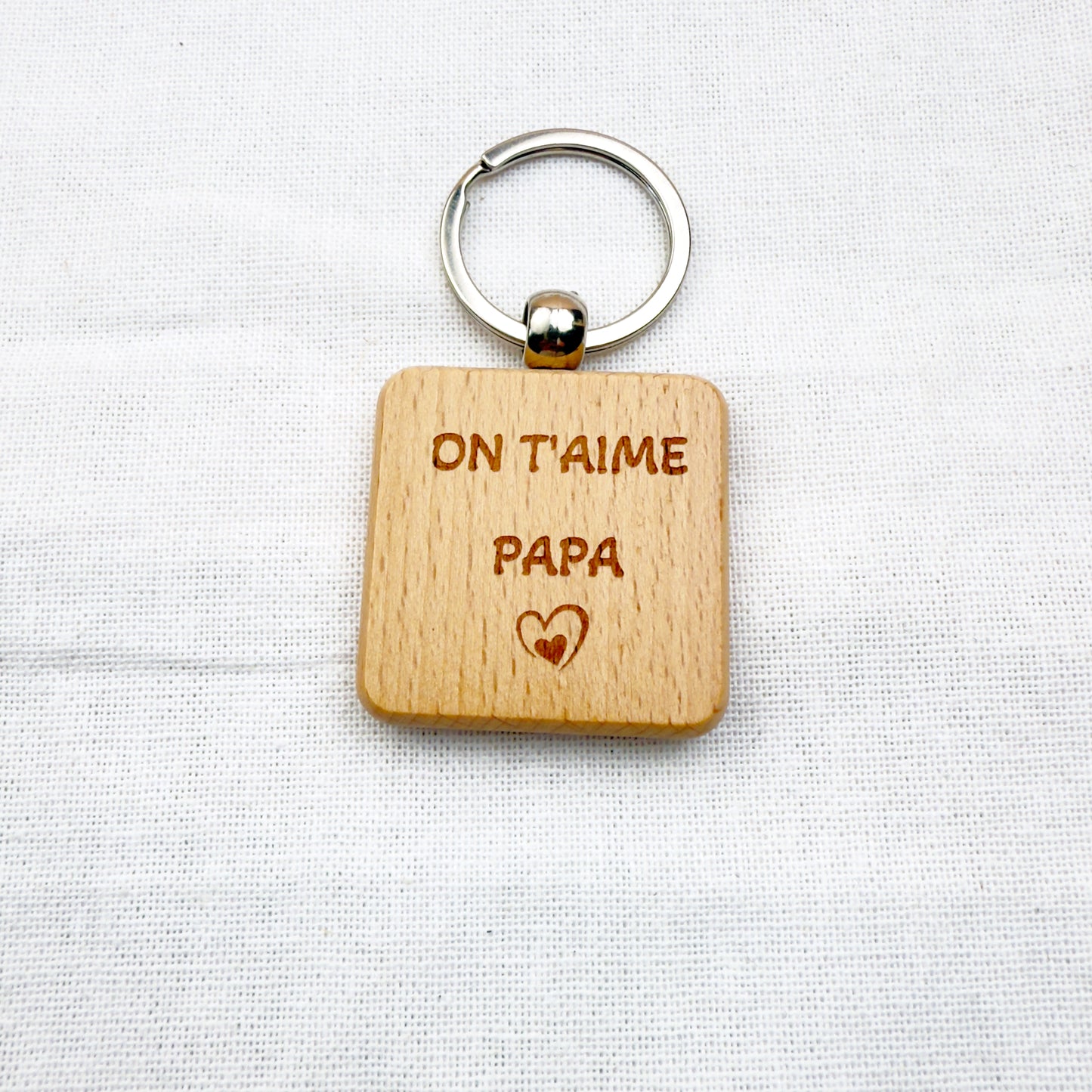 Porte-clés bois Super Papi, Papa, Parrain