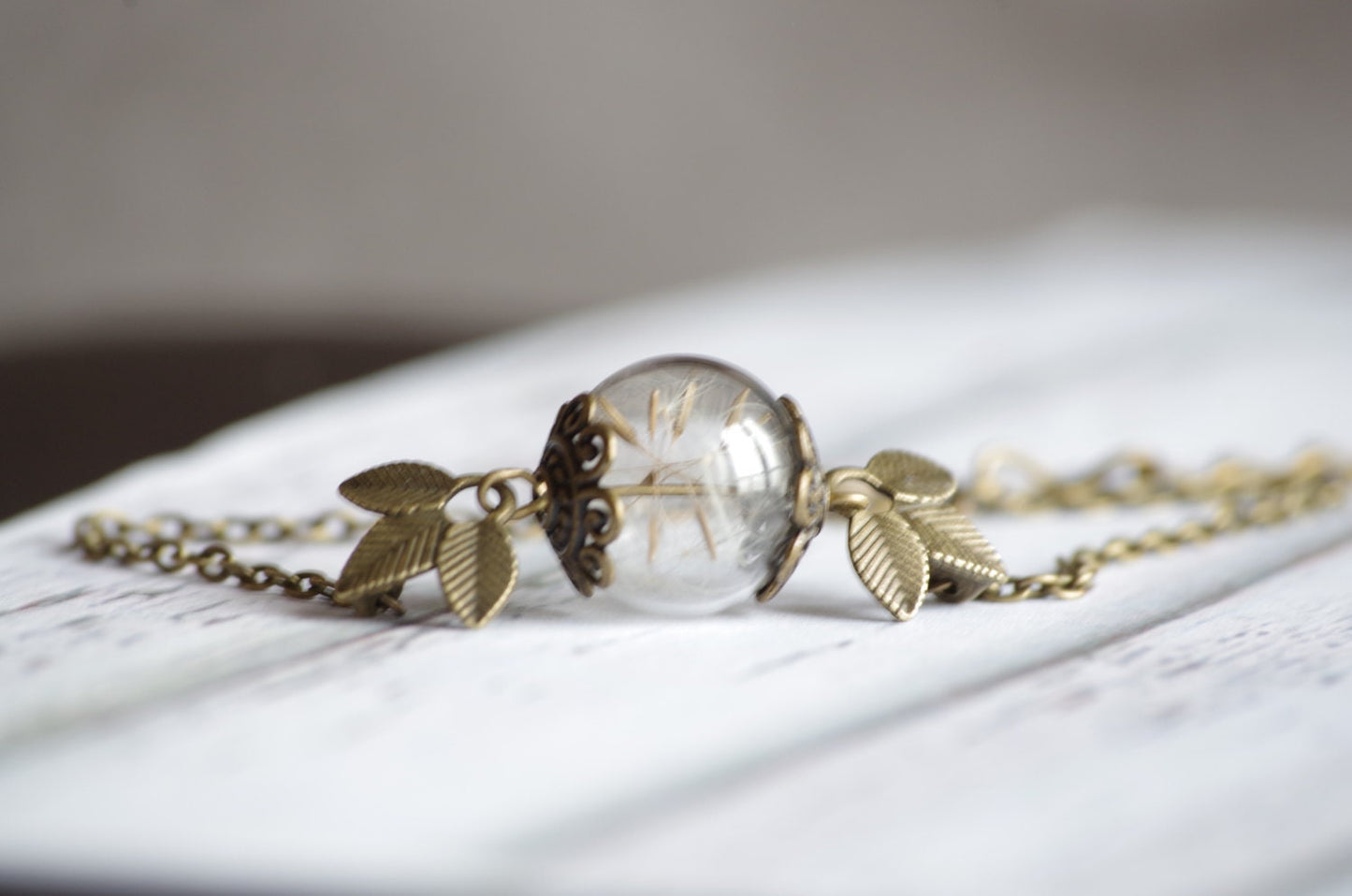Dandelion bracelet Adjustable bracelet Dandelion seed jewelry Antique brass bracelet Nature plant Terrarium dandelion Jewelry Gift for mom