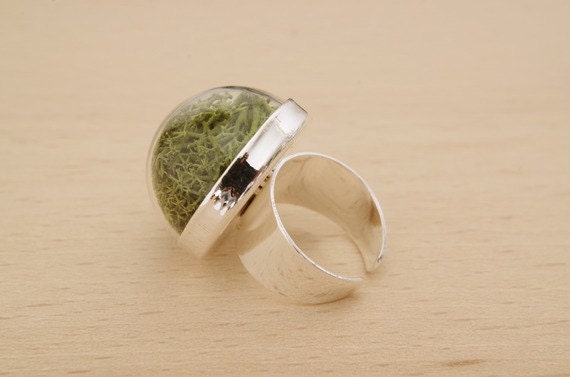 Moss terrarium ring terrarium ring natural moss nature rings real plant ring forest jewelry nature rings moss jewelry Christmas gift idea