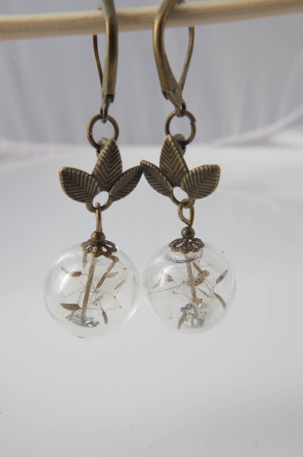 Dandelion earrings Terrarium jewelry Valentine's gift women Flower earrings Dandelion seeds Terrarium earrings Mothers day gift mom Wedding