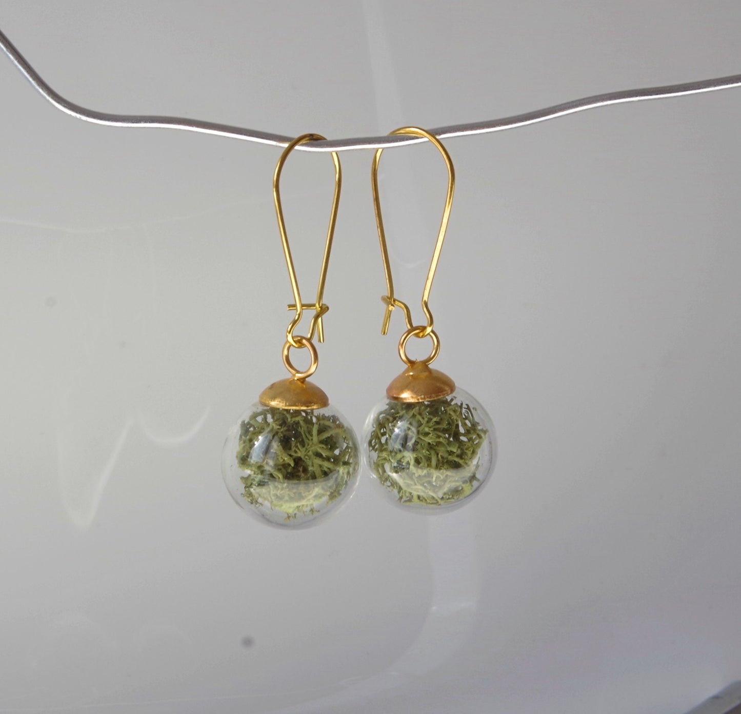 Green moss earrings Terrarium botanical earrings Real moss earrings St Patrick day gift for her