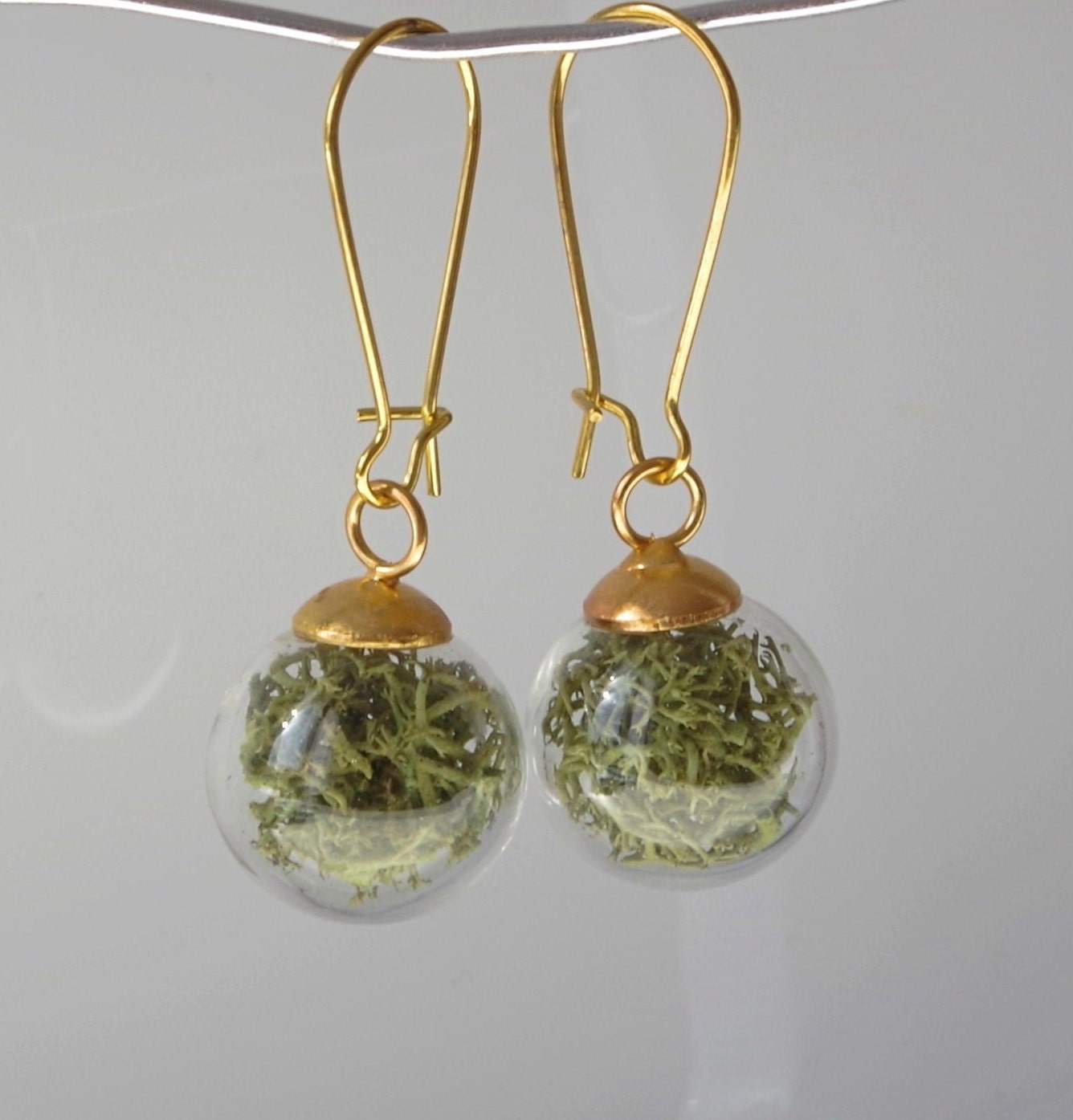 Green moss earrings Terrarium botanical earrings Real moss earrings St Patrick day gift for her