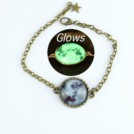Glow in the Dark Moon Bracelet for women Glowing Moon Lunar Phase Jewelry Mother's Gift Bracelet Best Friend  Gifts Friendship Bracelet