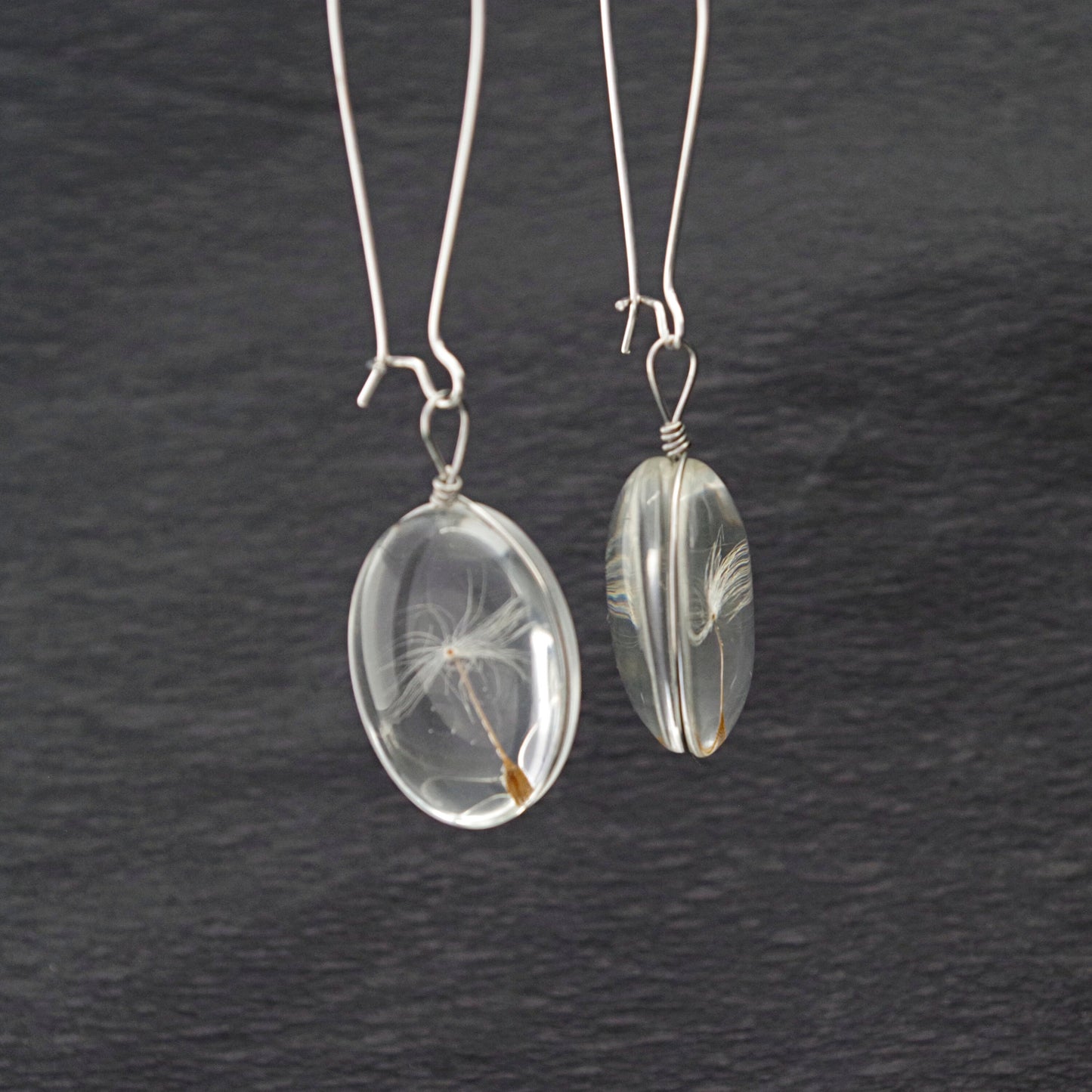 Dandelion seed earrings Terrarium jewelry Pressed flowers wish jewelry gift for women
