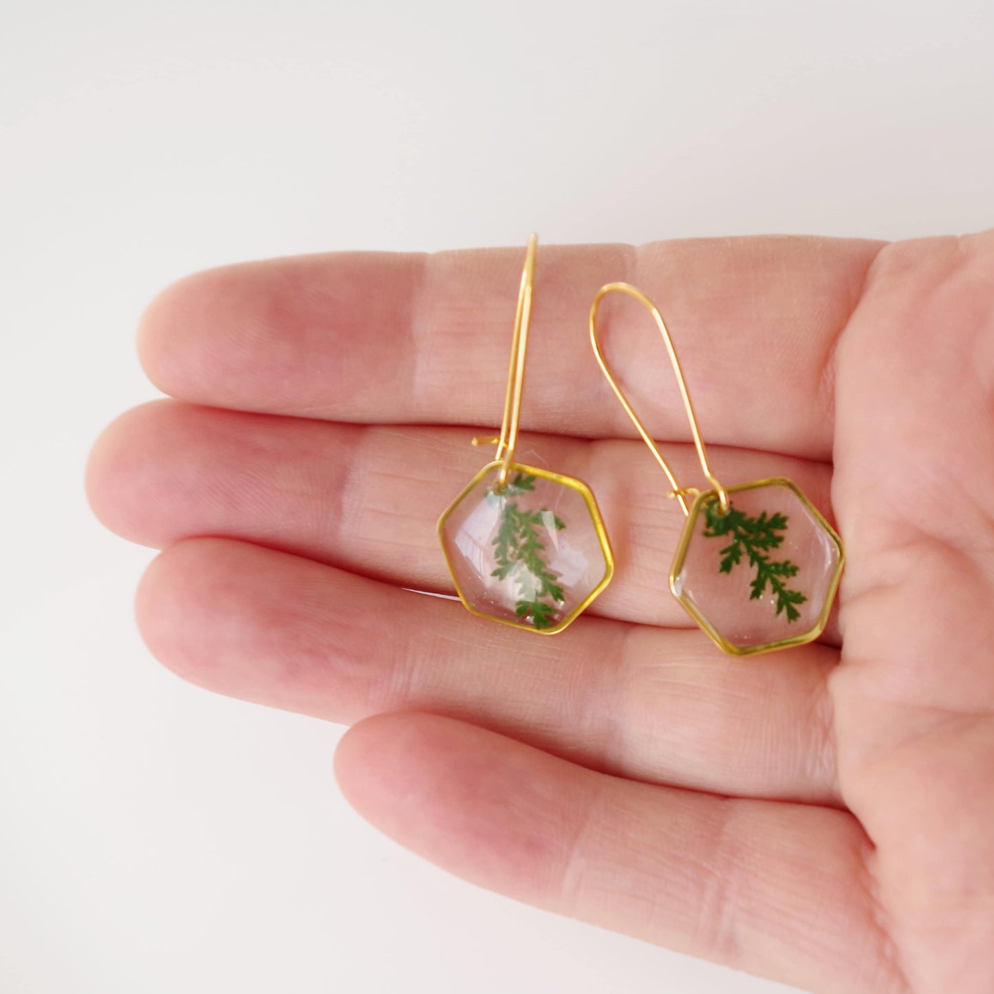 Real pressed fern leaf in resin earrings Botanical Jewelry Terrarium Jewelry Mothers day gift for mom real flower jewelry