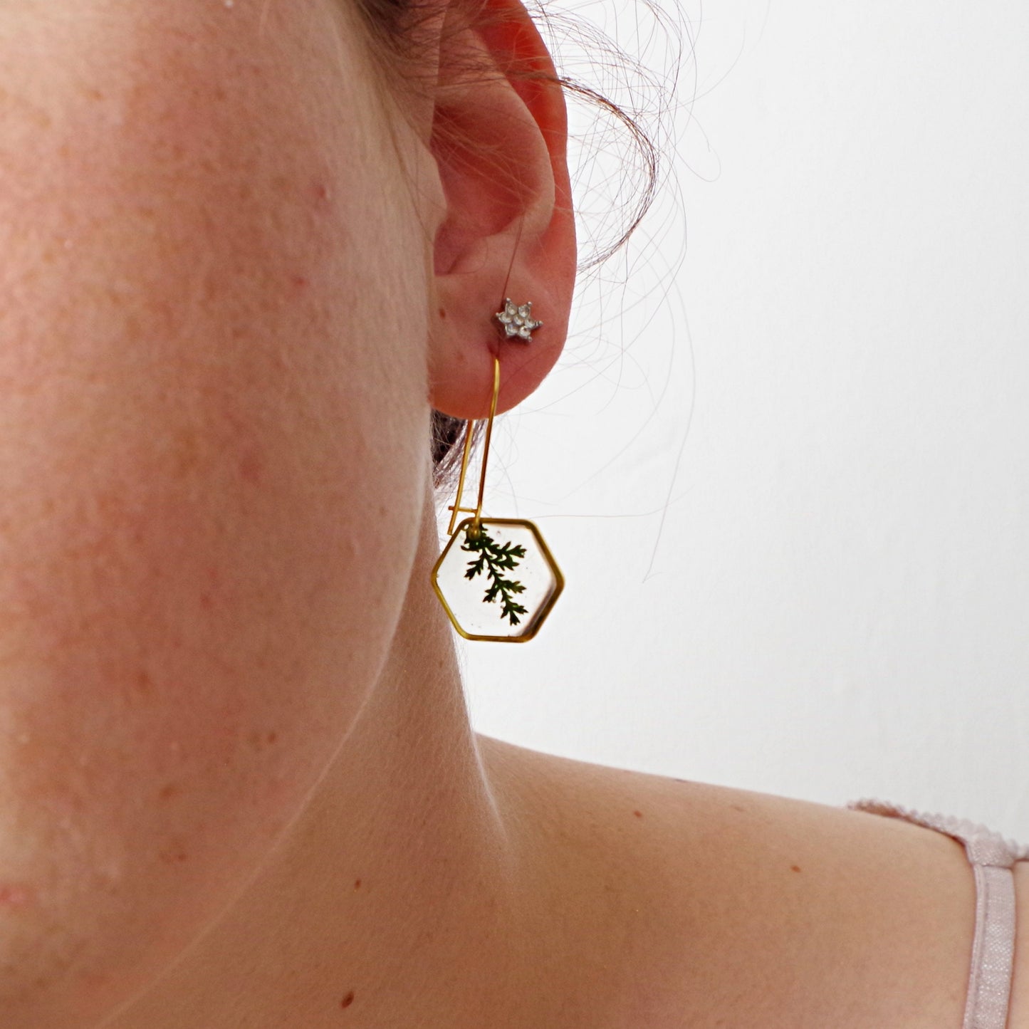 Real pressed fern leaf in resin earrings Botanical Jewelry Terrarium Jewelry Mothers day gift for mom real flower jewelry