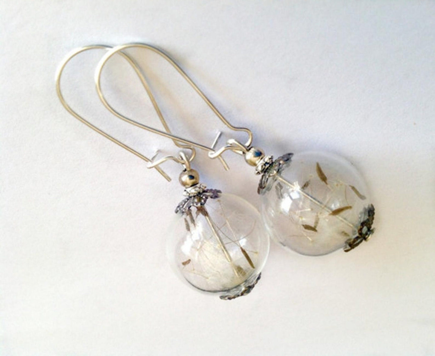 Dandelion earrings Real dandelion seed earrings Mini terrarium jewelry Dandelion jewelry Flower earrings Wish dandelion seeds Earrings Gift