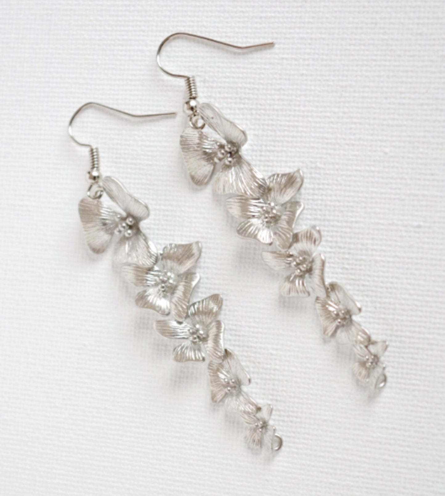 Orchid Drop Dangle Earrings Wedding Earrings Bridesmaid Flower earrings Long Earrings Anniversary gift for women , mom