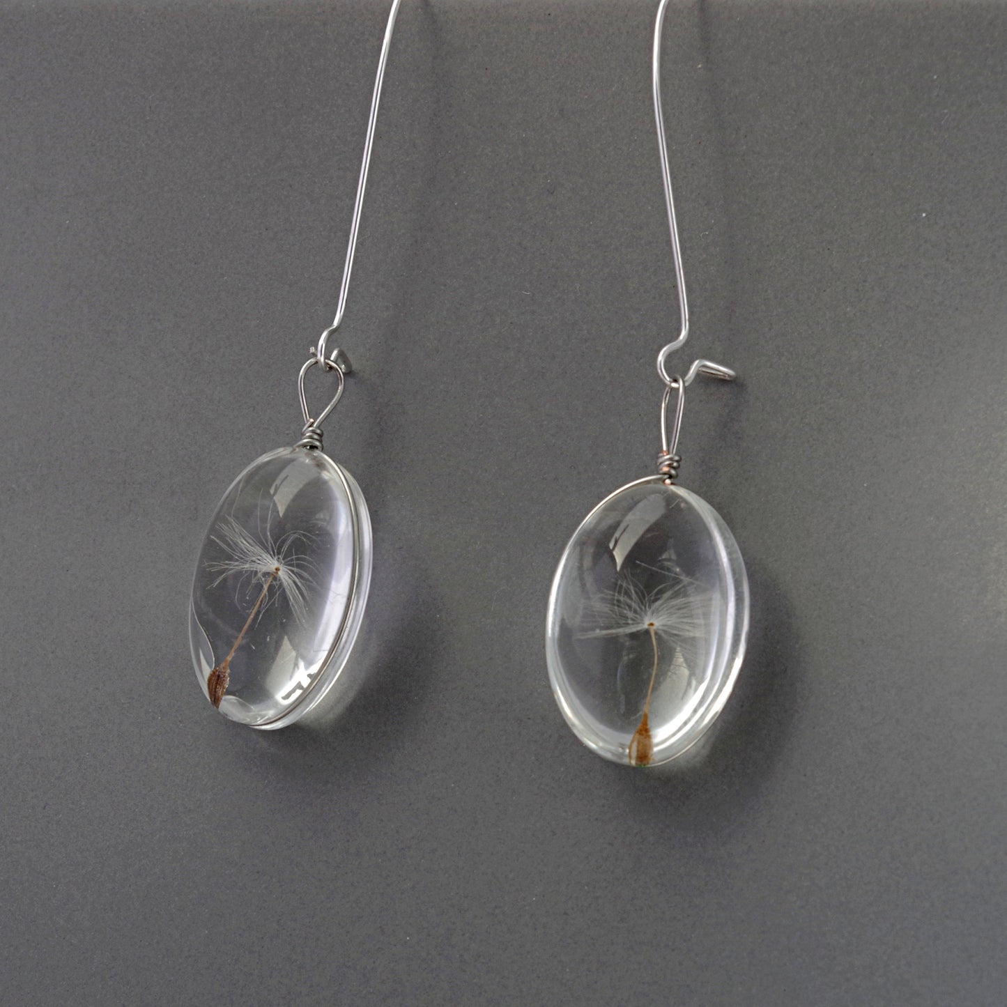 Dandelion seed earrings Terrarium jewelry Pressed flowers wish jewelry gift for women