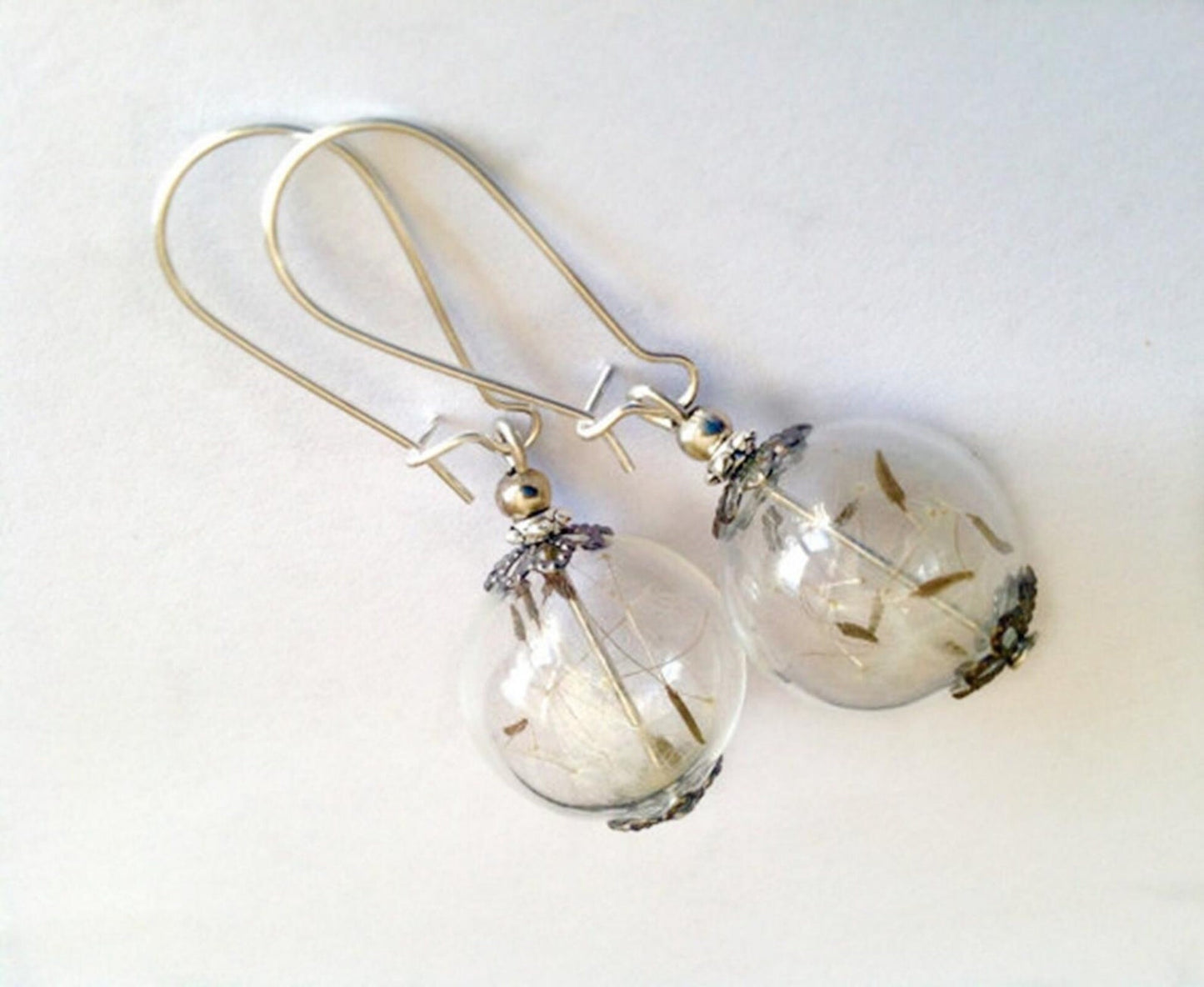Dandelion earrings Real dandelion seed earrings Mini terrarium jewelry Dandelion jewelry Flower earrings Wish dandelion seeds Earrings Gift