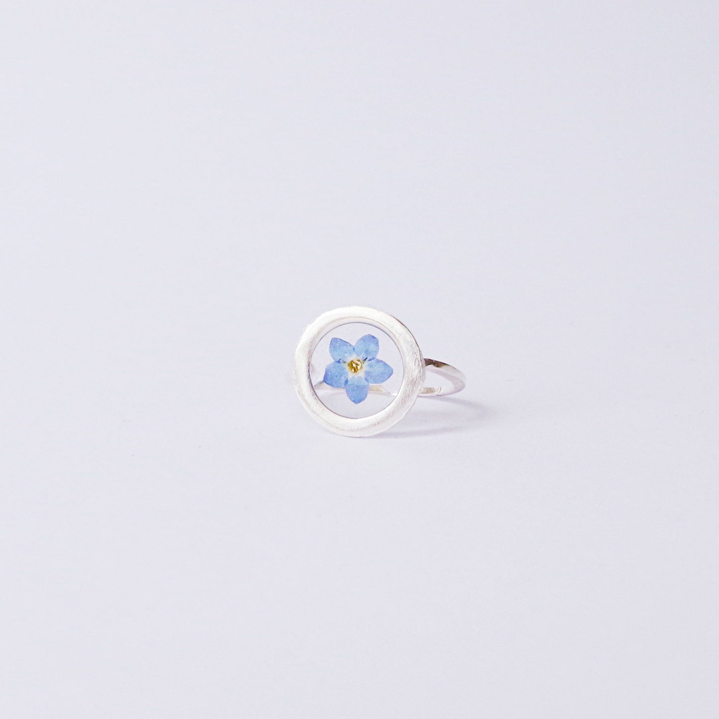 Blue Flower Ring Real Forget me not jewelry Adjustable silver ring Pressed blue flower jewelry Minimalist gift for her Myosotis