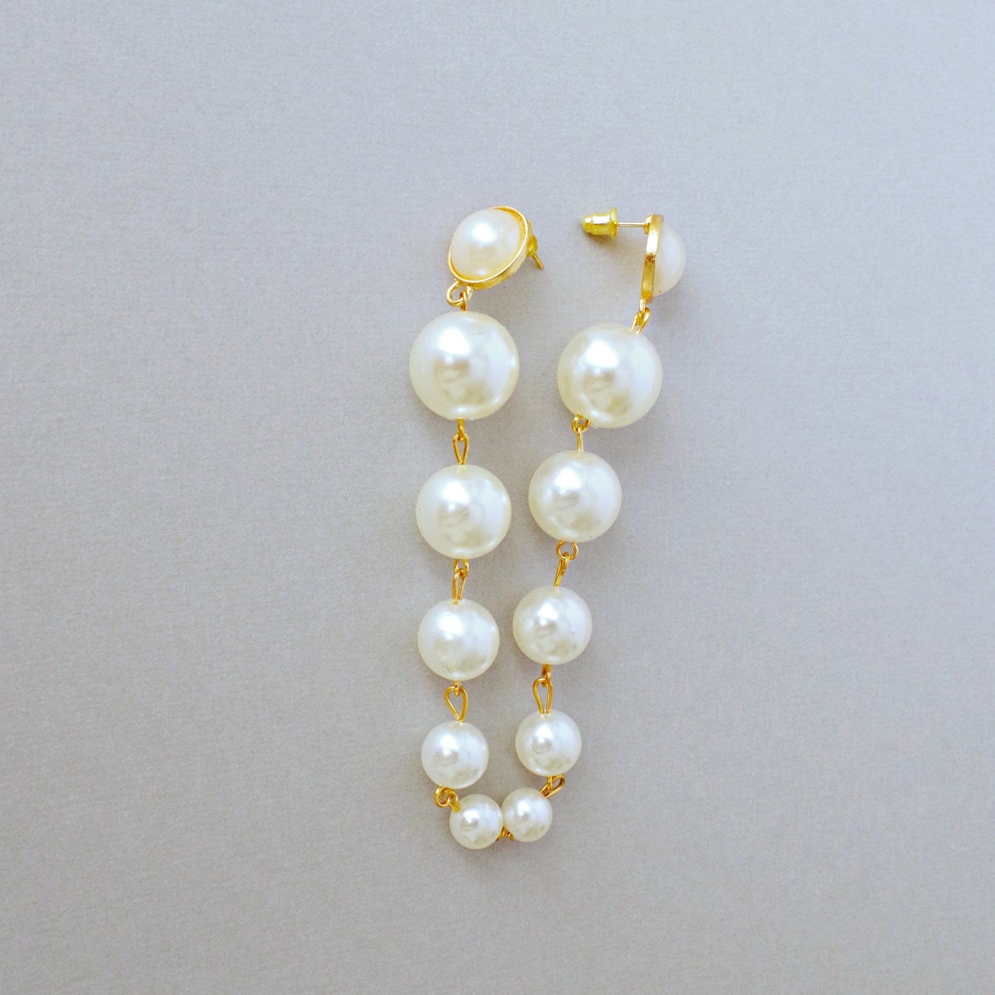 Long pearl drop earrings , Statement earrings, Bridesmaid earrings, Unique gifts , Graduated Pearl Cascade Earrings