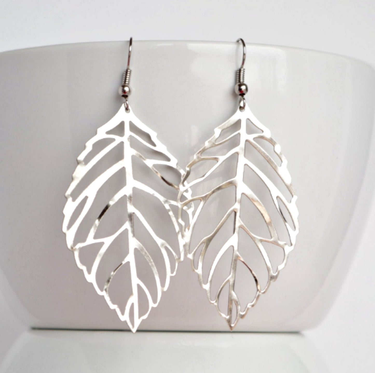 Long Leaf Earrings Woodland Jewelry Nature Inspired Dangle drop earrings Mothers day Gift For Her gift for women