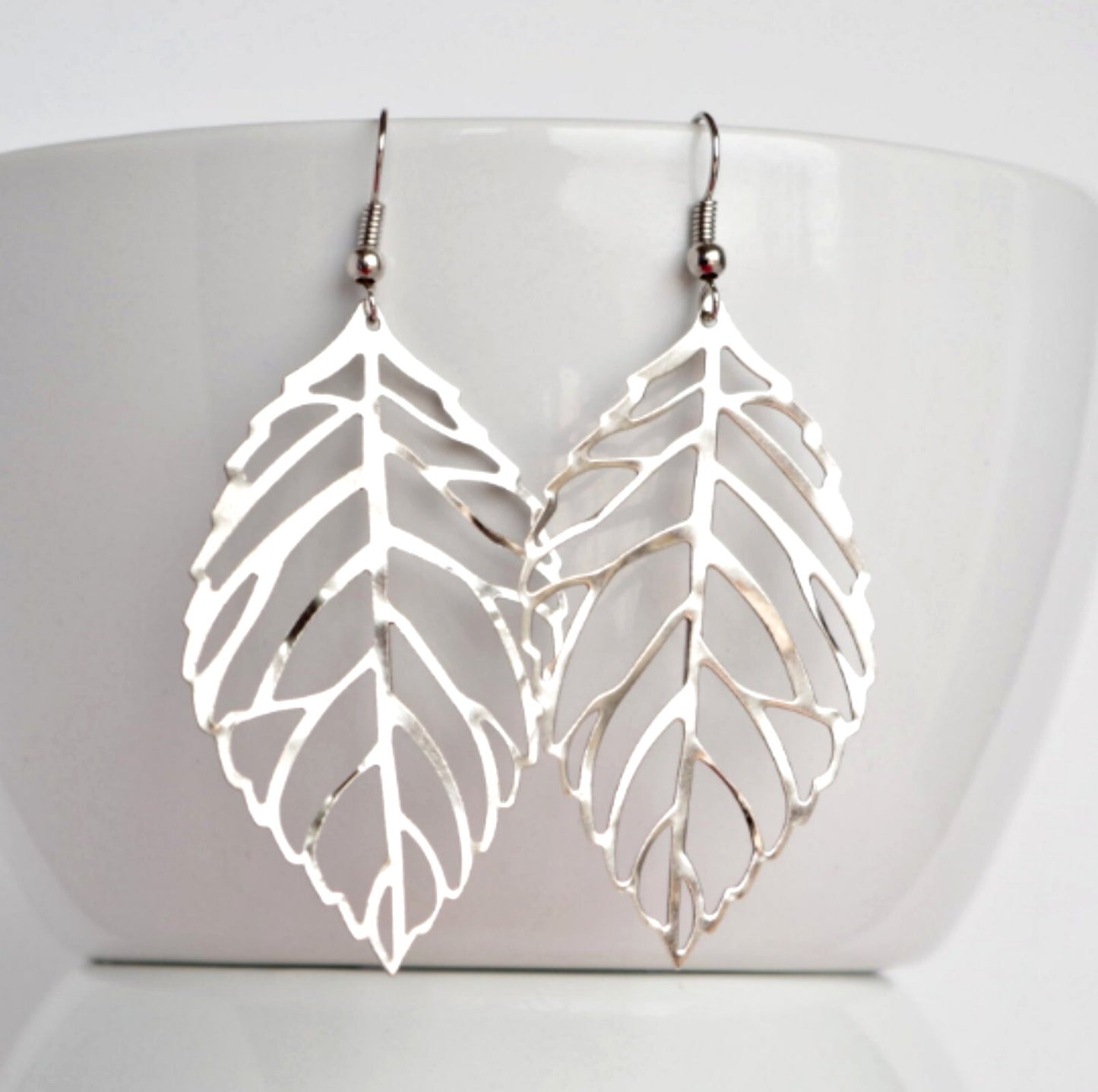Long Leaf Earrings Woodland Jewelry Nature Inspired Dangle drop earrings Mothers day Gift For Her gift for women