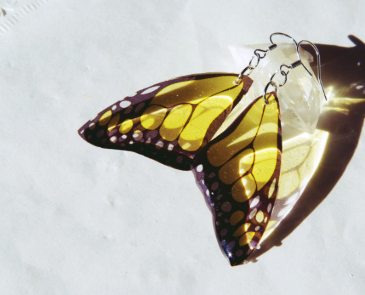 Insect jewelry Monarch butterfly jewelry Christmas gift Birthday Butterfly wings Yellow earrings Dangle earrings Insect earrings Eco resin