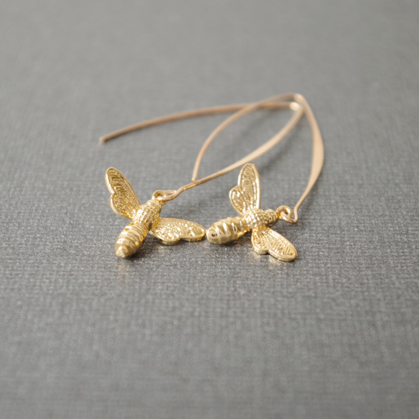 Gold Bee Earrings, Queen Bee Dangle Earrings , Insect Jewelry , Honey bee longe earrings , Christmas gift for women