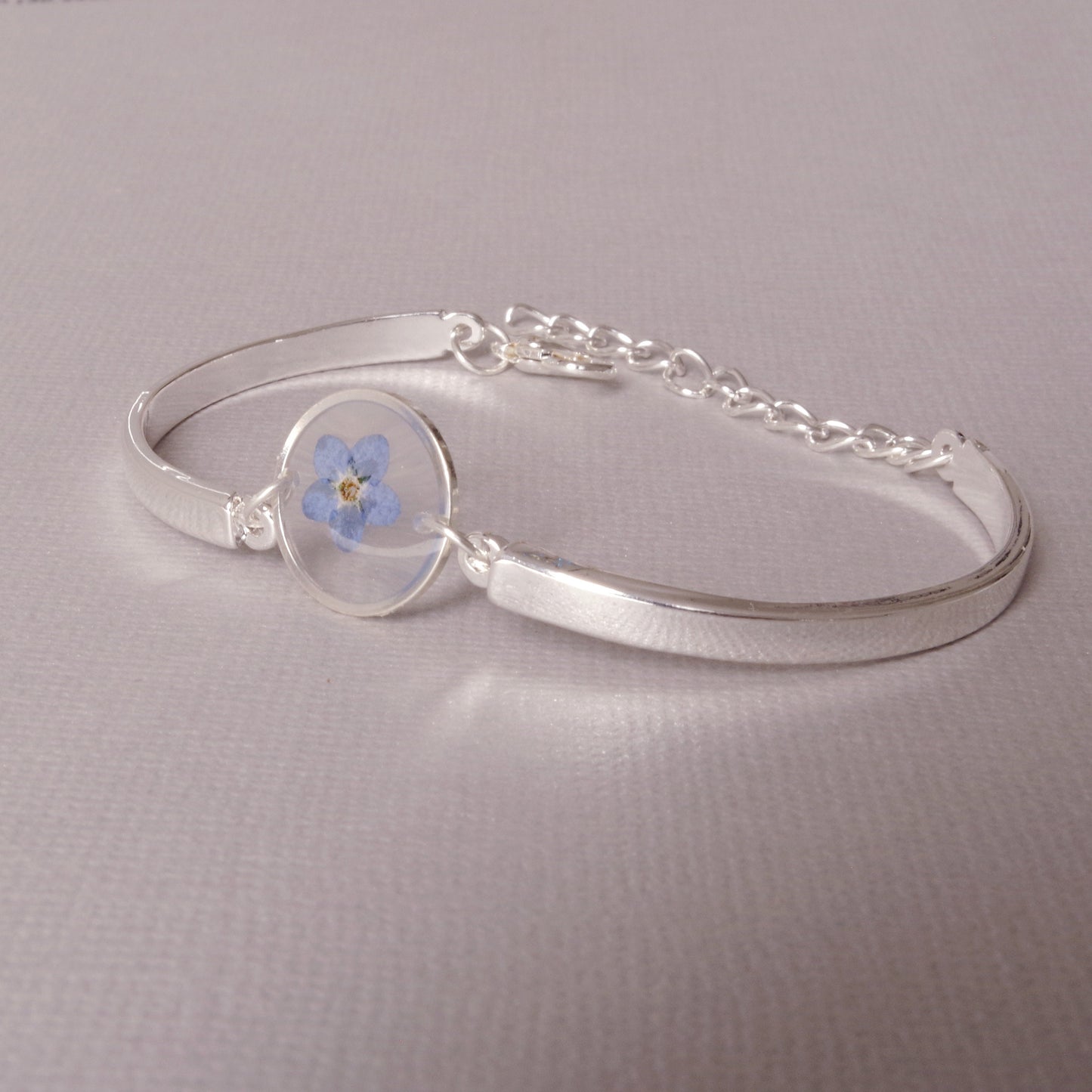 Blue Forget me not bracelet Pressed flower jewelry Real flower bracelet Bridesmaid Gift Remembrance Gift Natural Botanical
