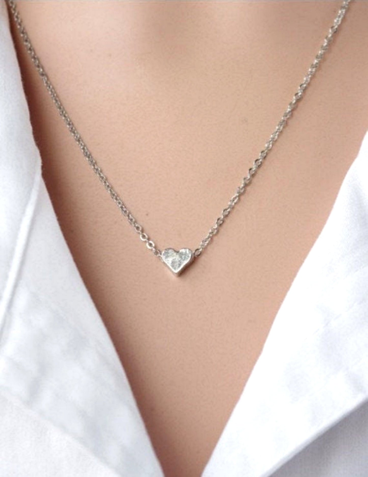 Small Hearts Necklace Minimalist Jewelry Tiny Heart Necklace Heart Jewelry Simple Necklace Mothers day gift for mom