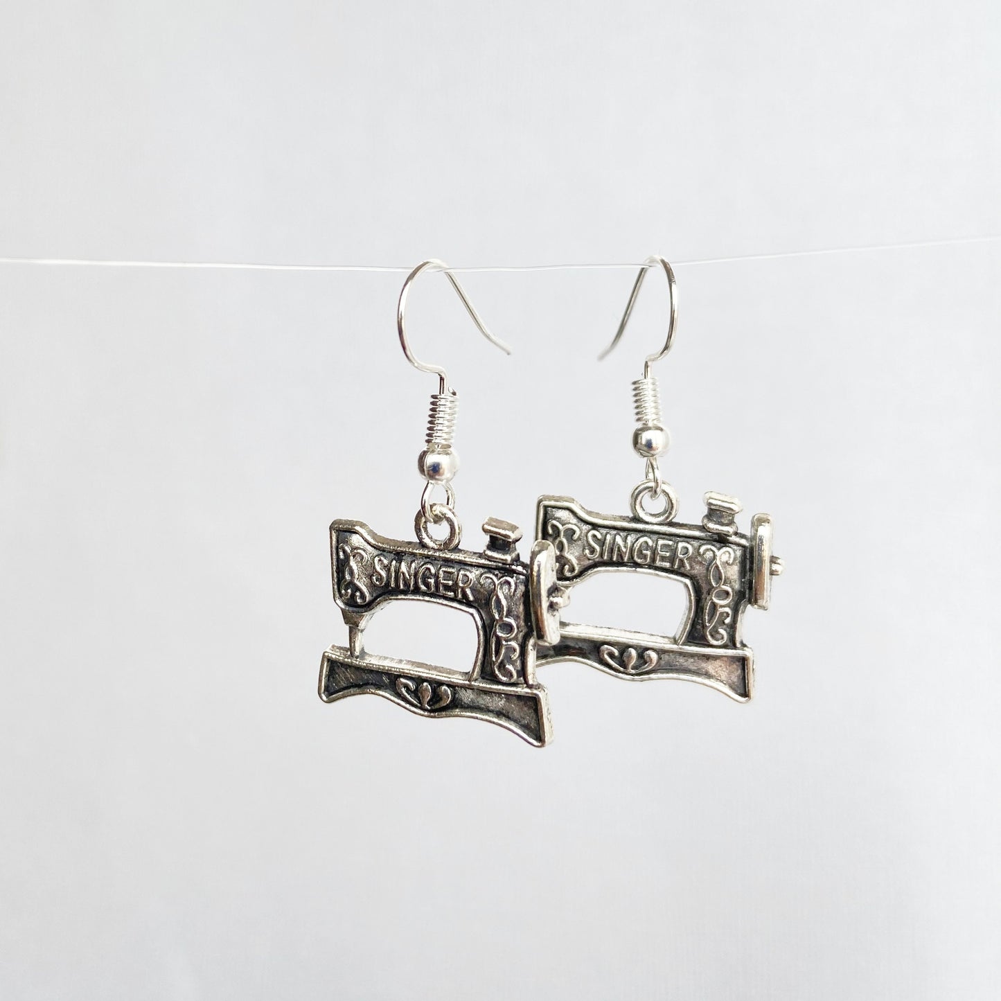 Sewing Machine Earrings Antique Silver Two Sided Sewing Jewelry Sewing Gifts Seamstress Gifts for her Mothers day