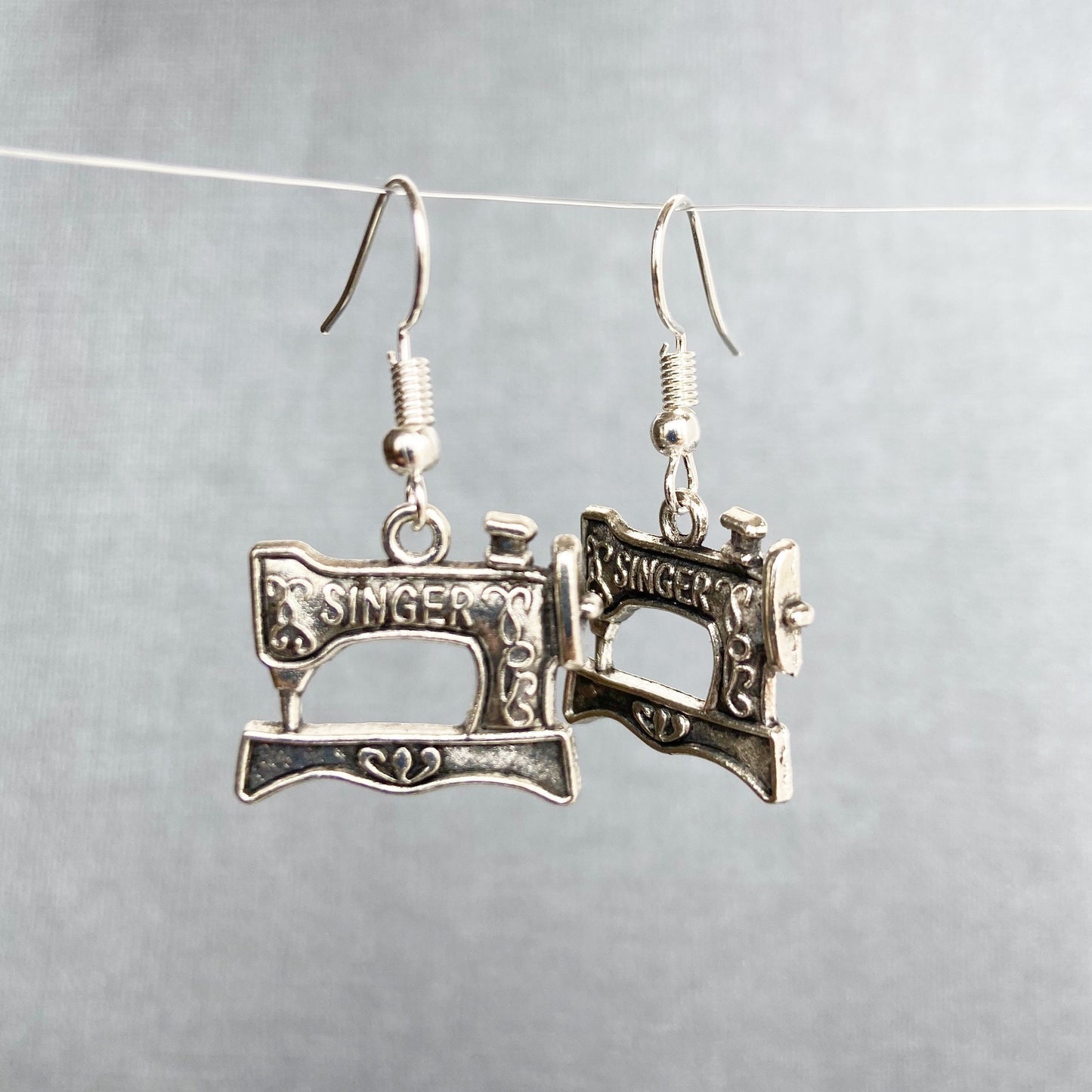 Sewing Machine Earrings Antique Silver Two Sided Sewing Jewelry Sewing Gifts Seamstress Gifts for her Mothers day