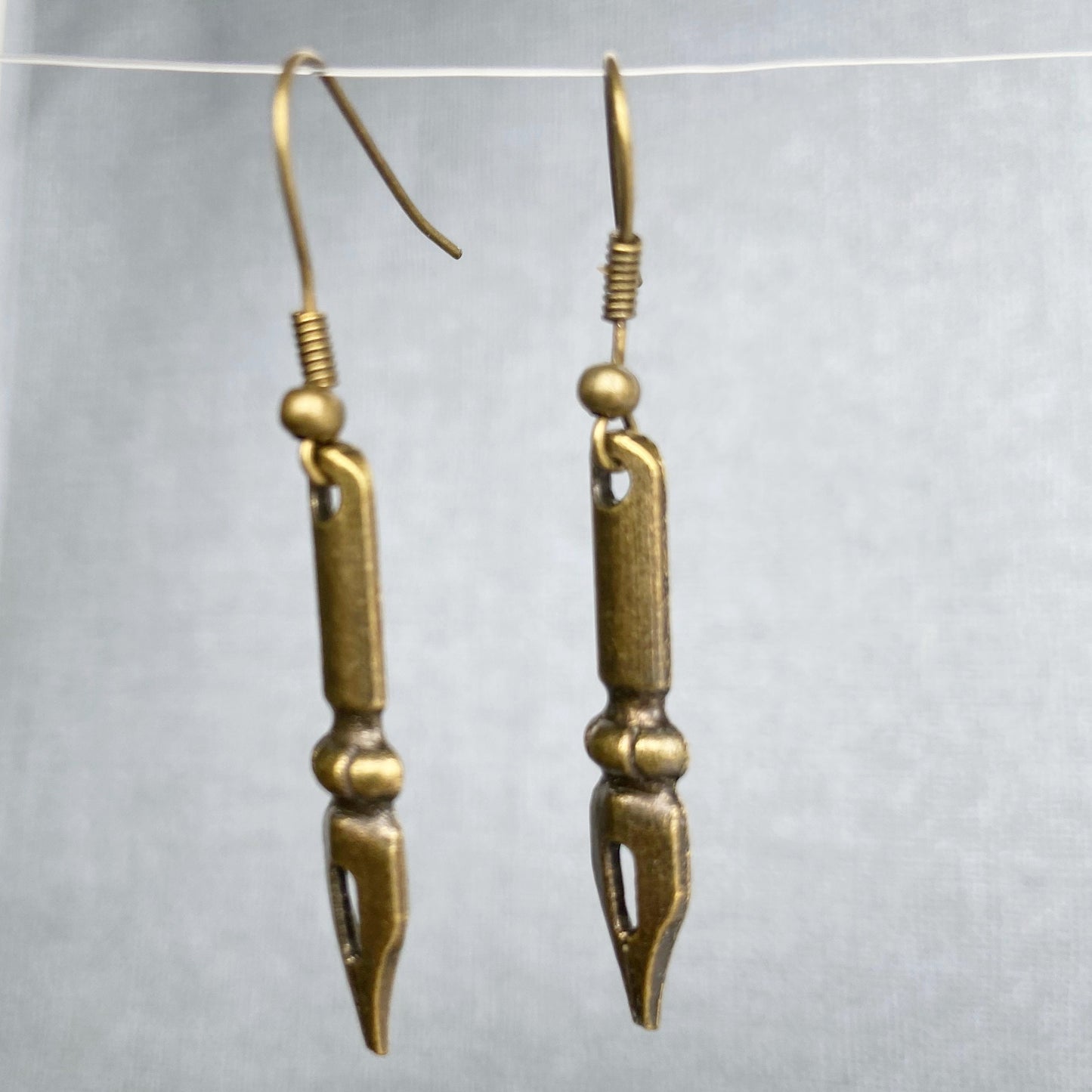 Pen Dangle Earrings Bronze color Writer Earrings Poet Earrings Penpal Gift Teacher Gift Writer Gift Handmade Jewelry Gift for Her
