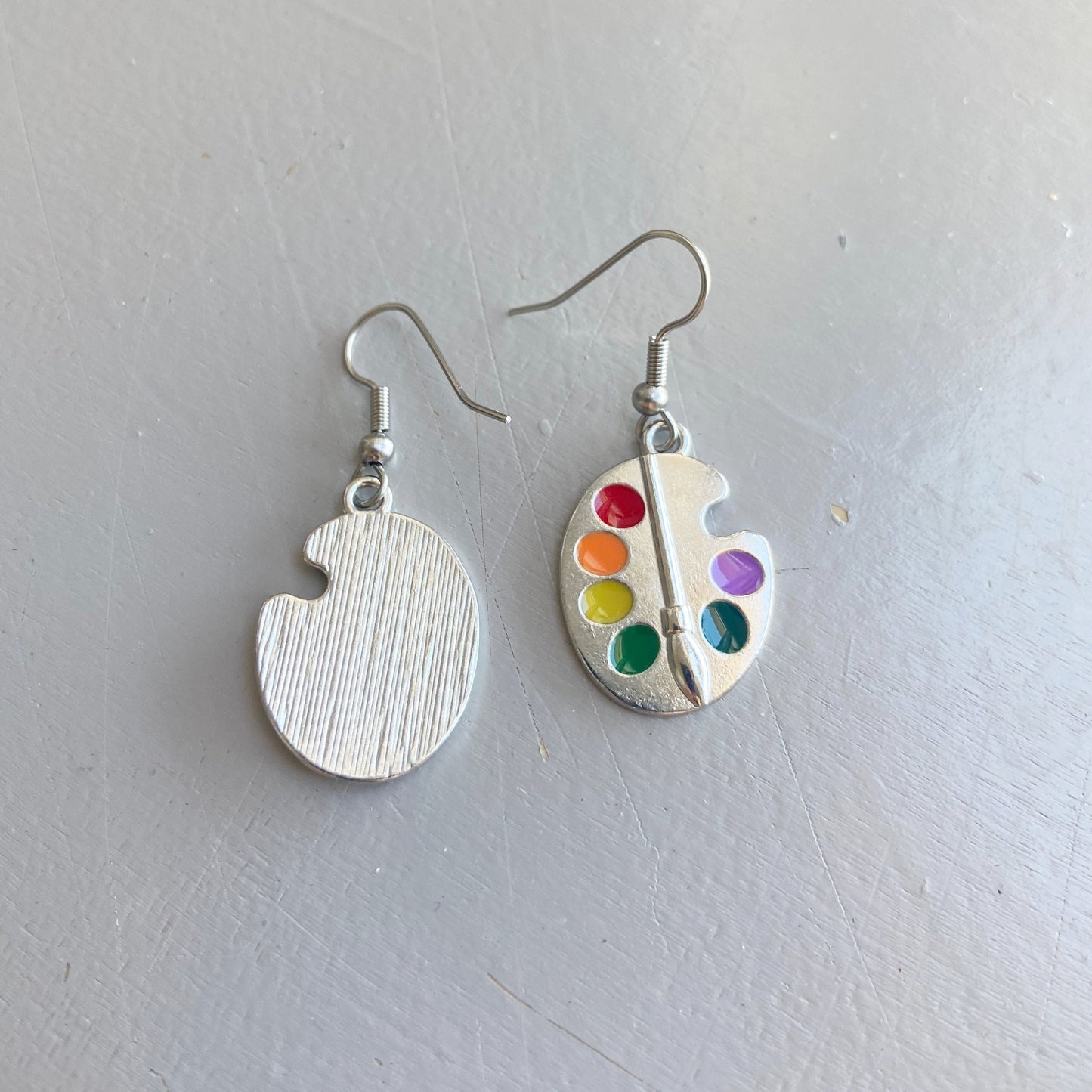 Paint palette earrings Artist charm earrings Colorful paint jewelry Unique gift for artist Personalized gift for friends