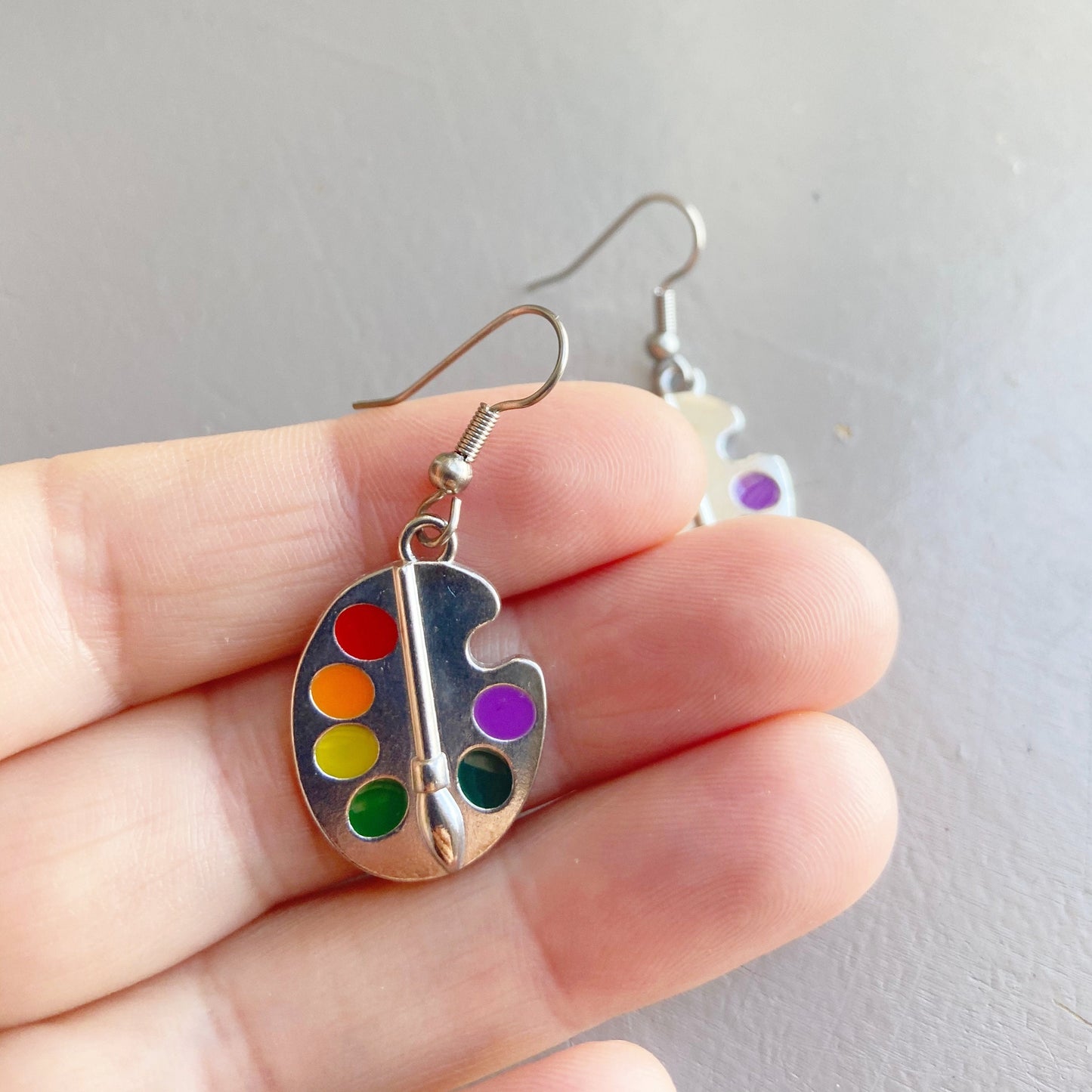 Paint palette earrings Artist charm earrings Colorful paint jewelry Unique gift for artist Personalized gift for friends