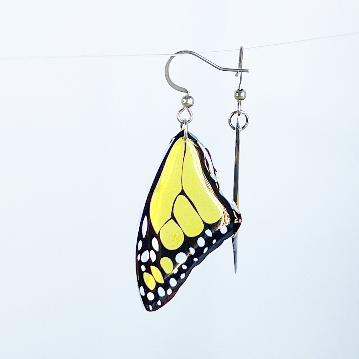 Insect jewelry Monarch butterfly jewelry Christmas gift Birthday Butterfly wings Yellow earrings Dangle earrings Insect earrings Eco resin