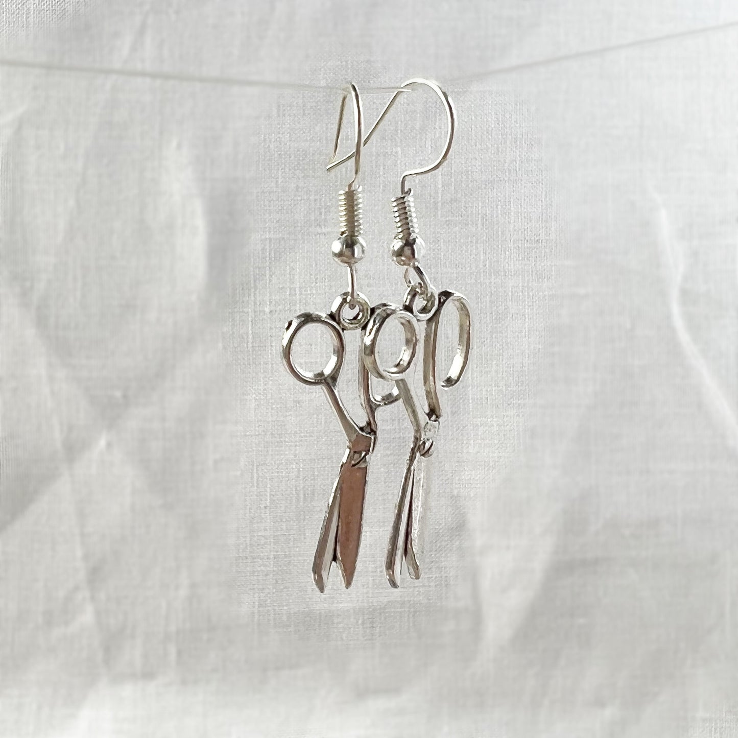 Silver scissors drop earrings Christmas gift for hairdresser, Hair Stylist , Sewer gifts , dressmaking ,Crafty gift Seamstress jewelry