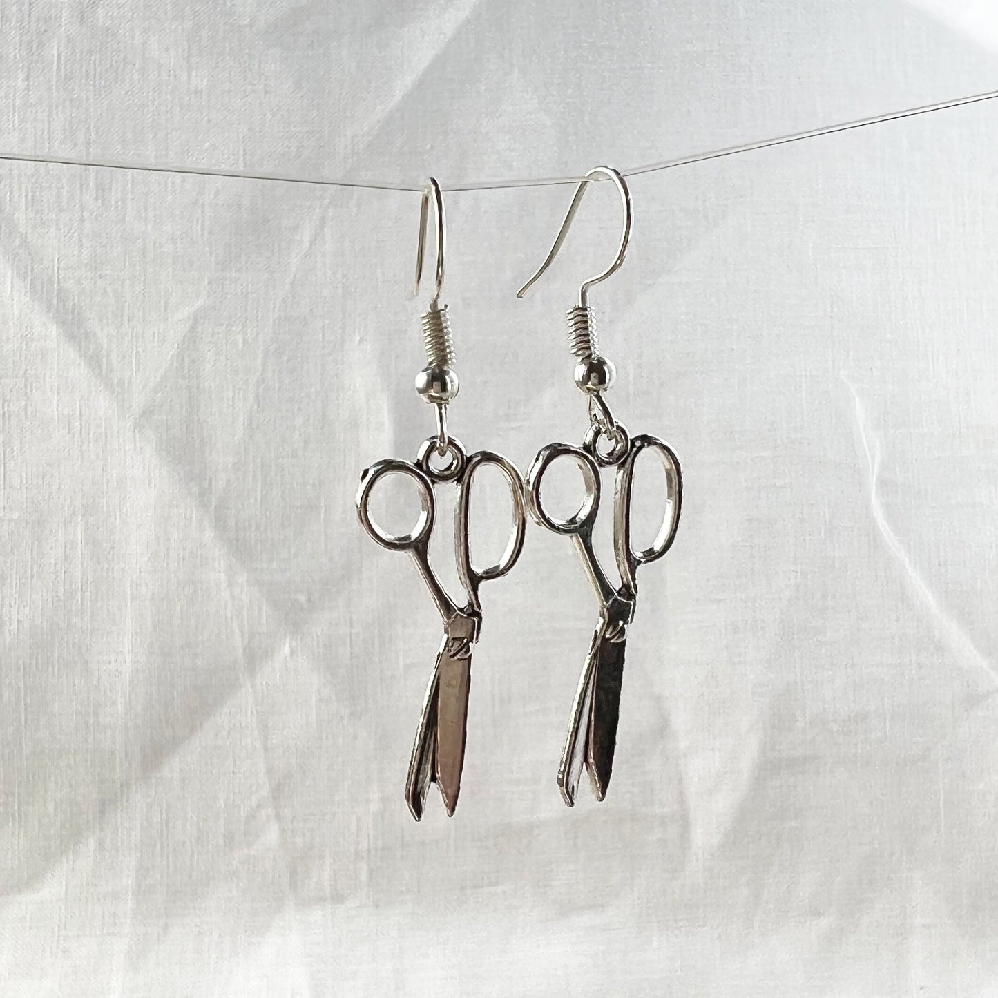 Silver scissors drop earrings Christmas gift for hairdresser, Hair Stylist , Sewer gifts , dressmaking ,Crafty gift Seamstress jewelry