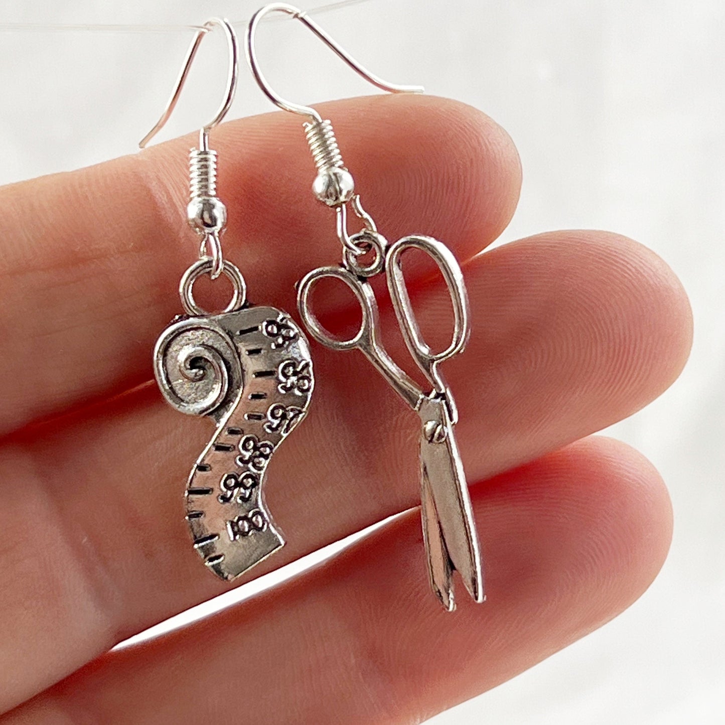 Silver scissors drop earrings Christmas gift for hairdresser, Hair Stylist , Sewer gifts , dressmaking ,Crafty gift Seamstress jewelry