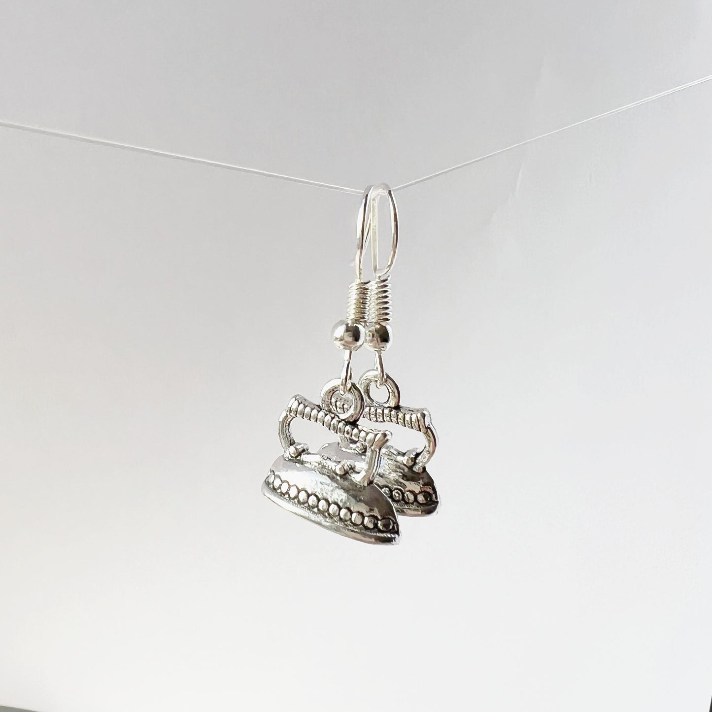 Iron drop earrings.Smoothing-iron jewelry