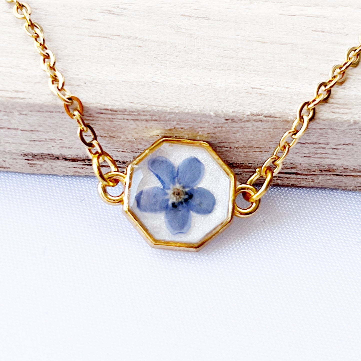 Forget me not flower bracelet for women , Pressed Blue Flower Jewelry , Gifts For Her ,Memorial bracelet , Summer jewelry