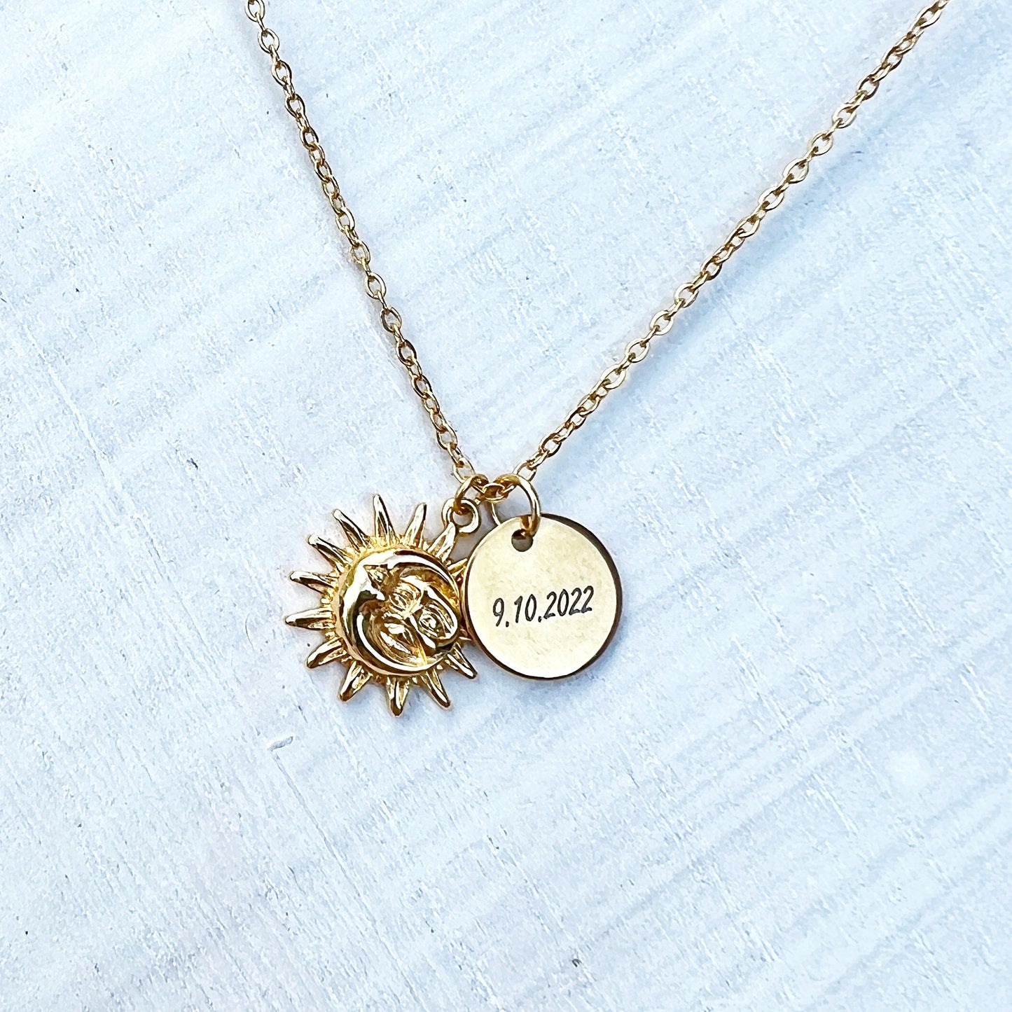 Small Moon and Sun necklace,Custom Name Necklace, Christmas Gift For Her, Personalized Jewelry, Birthday Gift Ideas