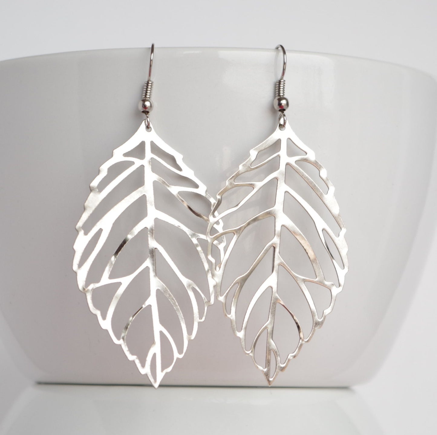 Long Leaf Earrings Woodland Jewelry Nature Inspired Dangle drop earrings Mothers day Gift For Her gift for women
