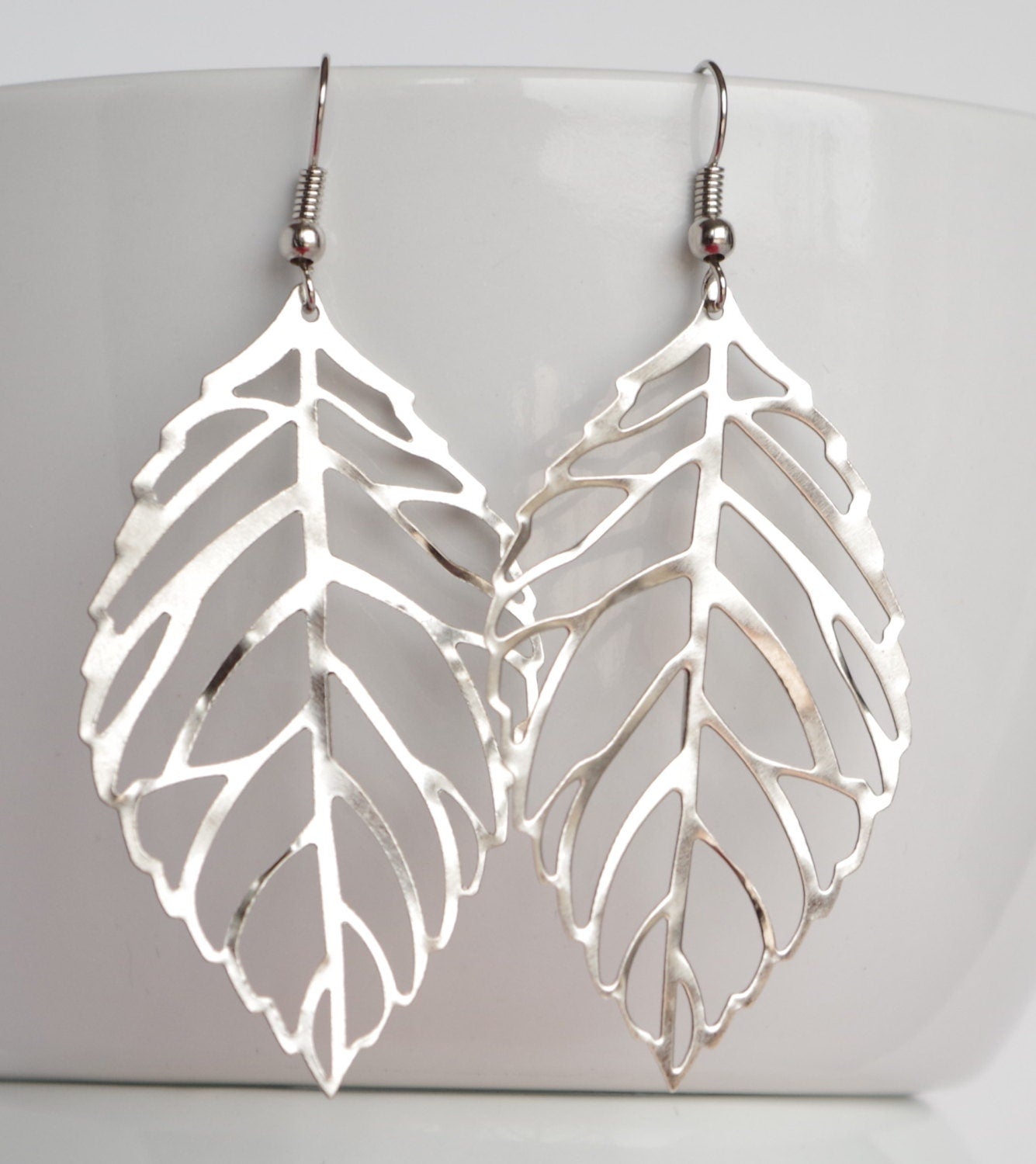 Long Leaf Earrings Woodland Jewelry Nature Inspired Dangle drop earrings Mothers day Gift For Her gift for women