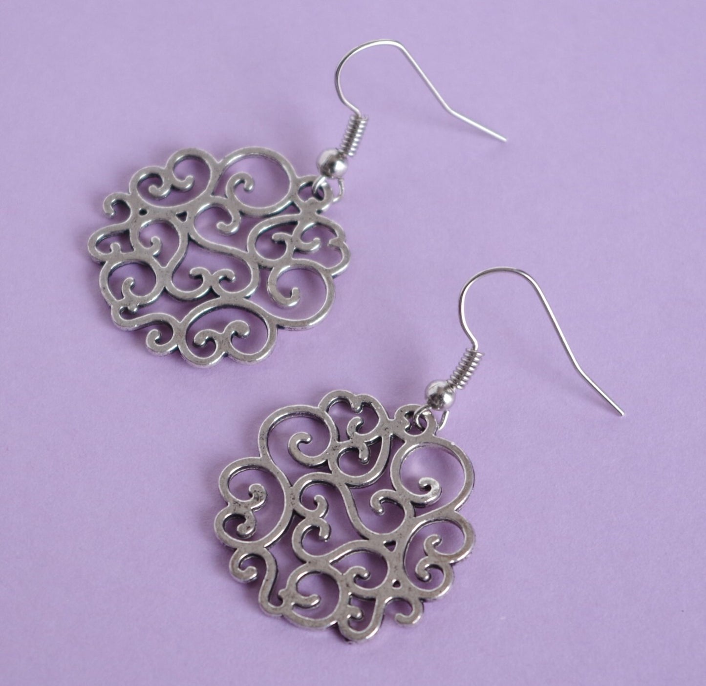 Filigree Dangle Earrings , Lace jewelry, Boho Earrings , Christmas gifts for her , girlfriend