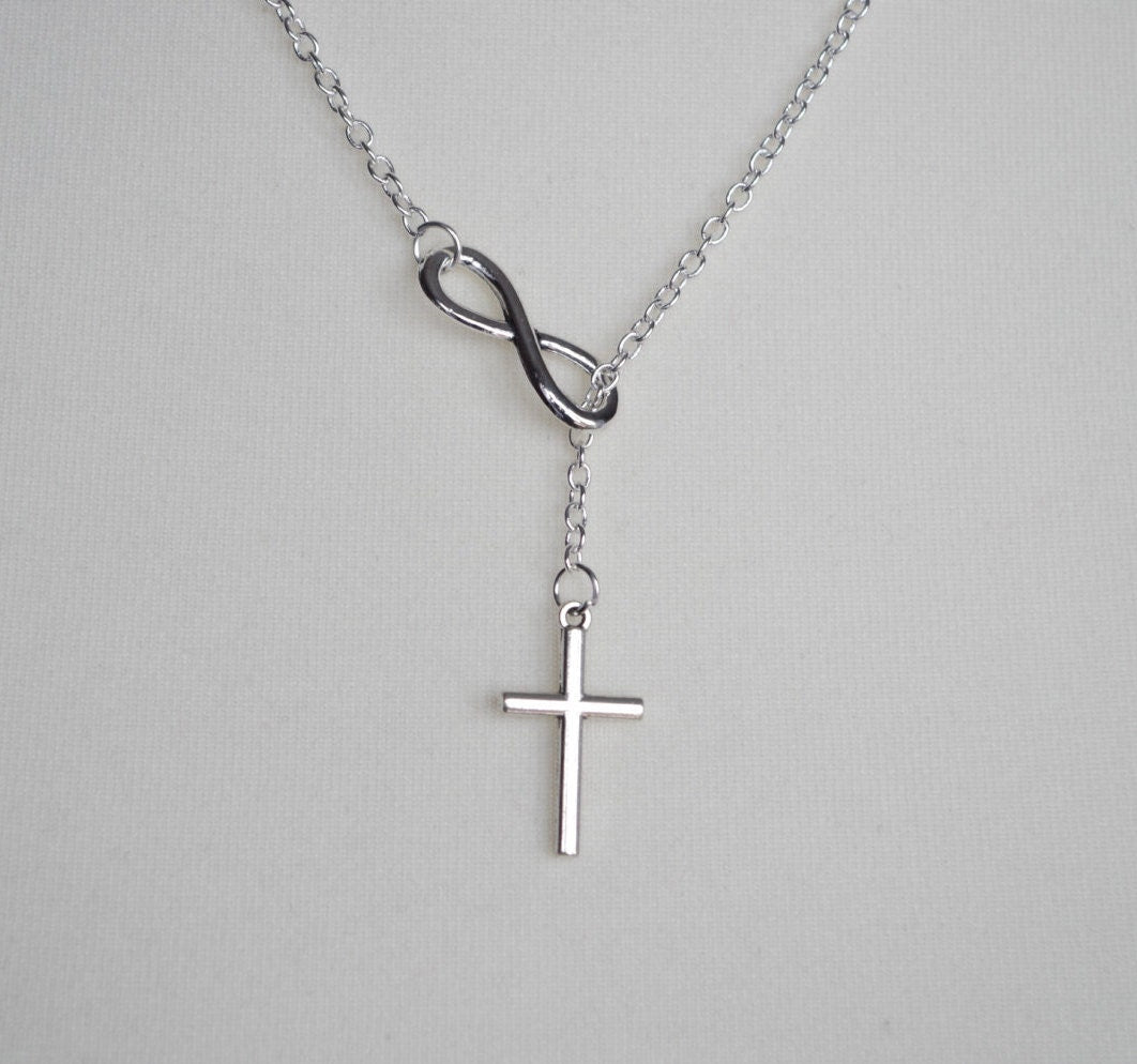 Cross Infinity Necklace Infinity Lariat Faith Forever NecklaceInfinity Cross Necklace Infinity Cross Lariat Faith Forever