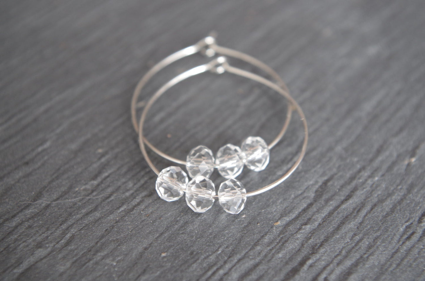 Simple Hoop Earrings Beaded Hoop Earrings Crystal Beaded Jewelry Minimalistic earrings
