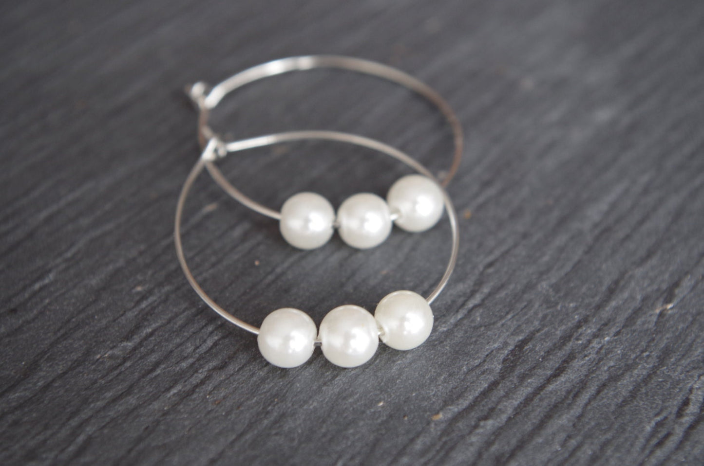 Pearls Hoop Earring Teardrop Hoops Gifts for Her White Pearls Hoop Earrings Large Hoop Beaded Hoop Earrings Gift for her