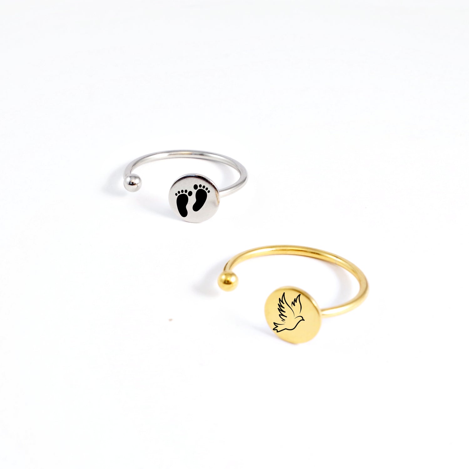 bague gravée personnalisée avec réglage en acier inoxydable