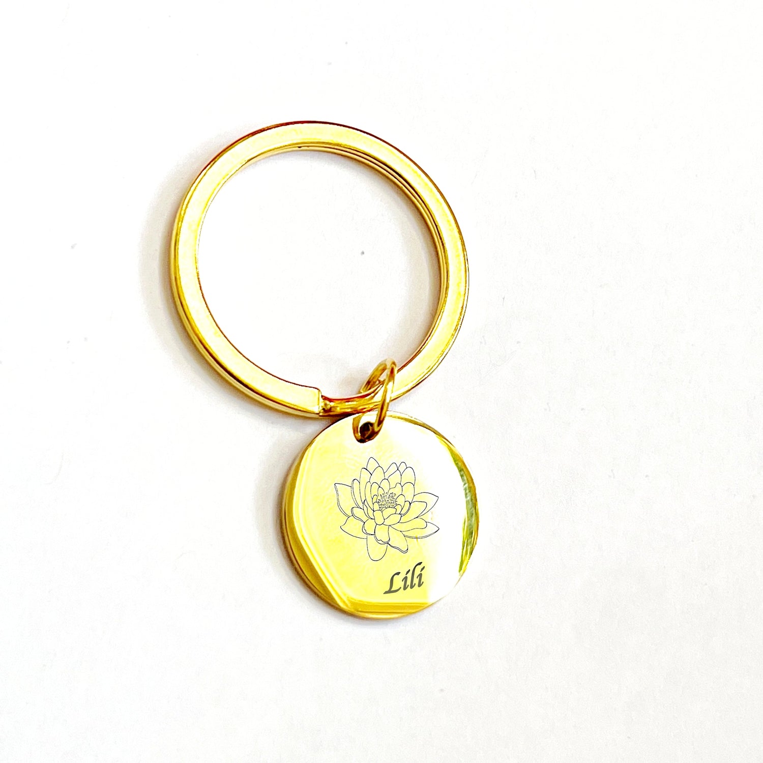 Porte-clés personnalisé en acier inoxydable avec date et initiales gravées