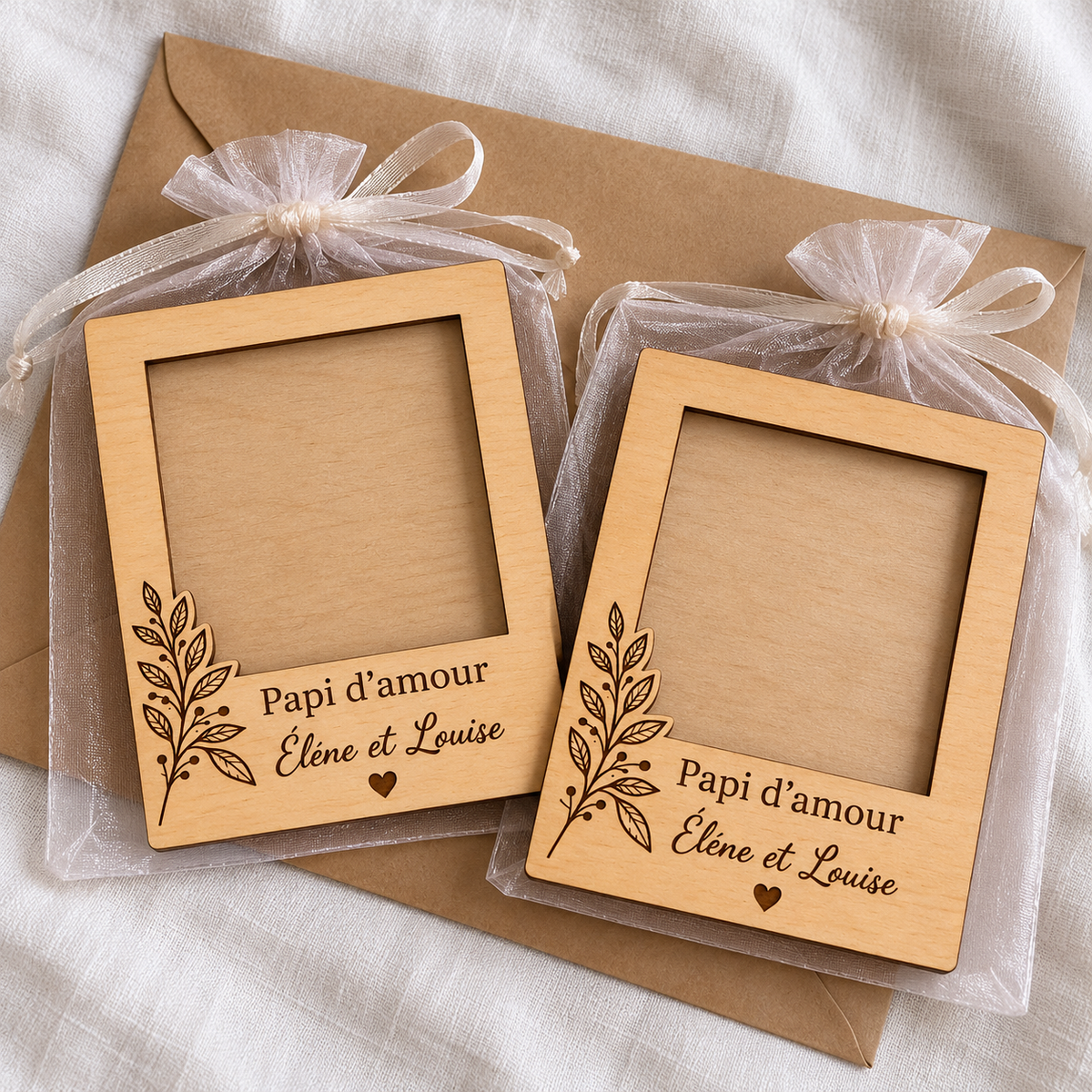 Magnet porte-photo personnalisé en bois – Cadeau Papi, Mamie & Grands-parents