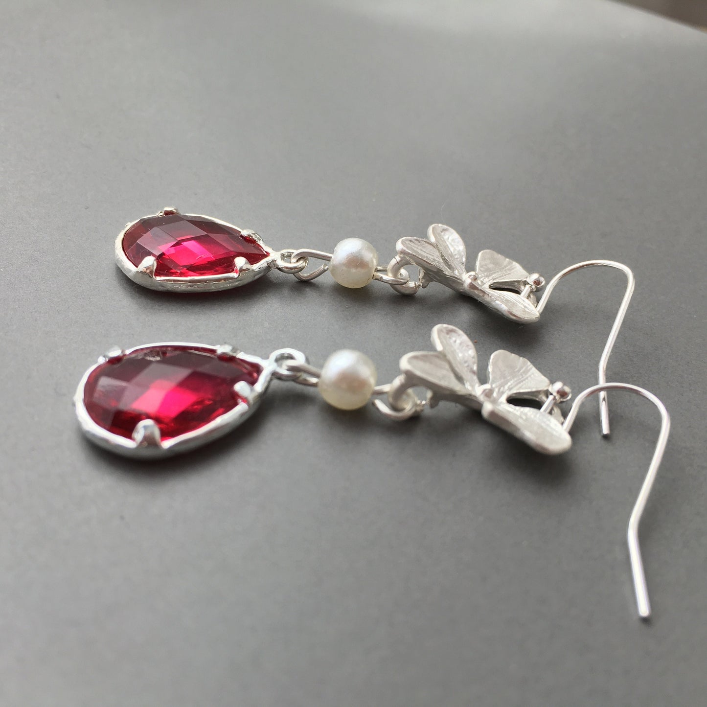 Orchid earrings Red Ruby Earrings Everyday Earrings Bridesmaid jewelry July Birthstone Burgundy Earrings Christmas Gift  mom Crystal Jewelry