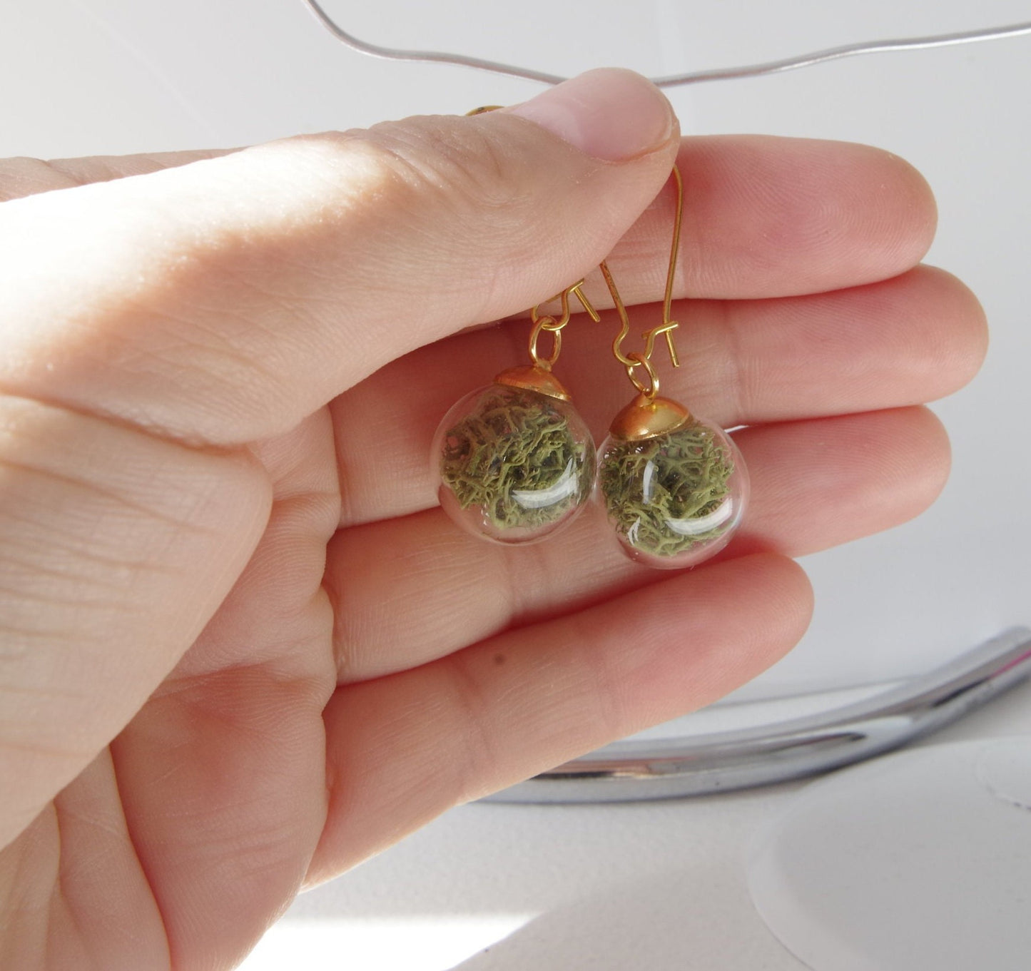 Green moss earrings Terrarium  botanical earrings Real moss earrings St Patrick day gift for her