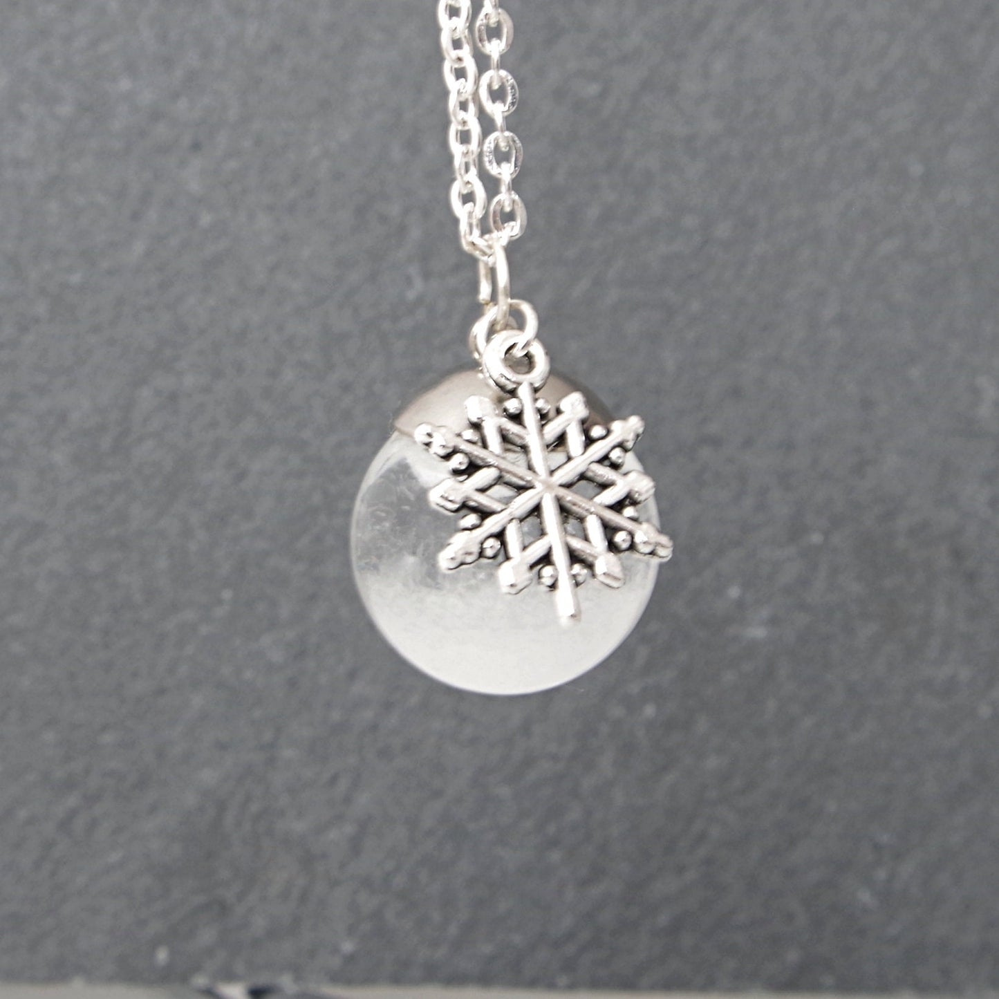 Winter Pendant .Snow globe necklace .Frozen snowflake in liquid glass ball pendant. Christmas gifts for her.