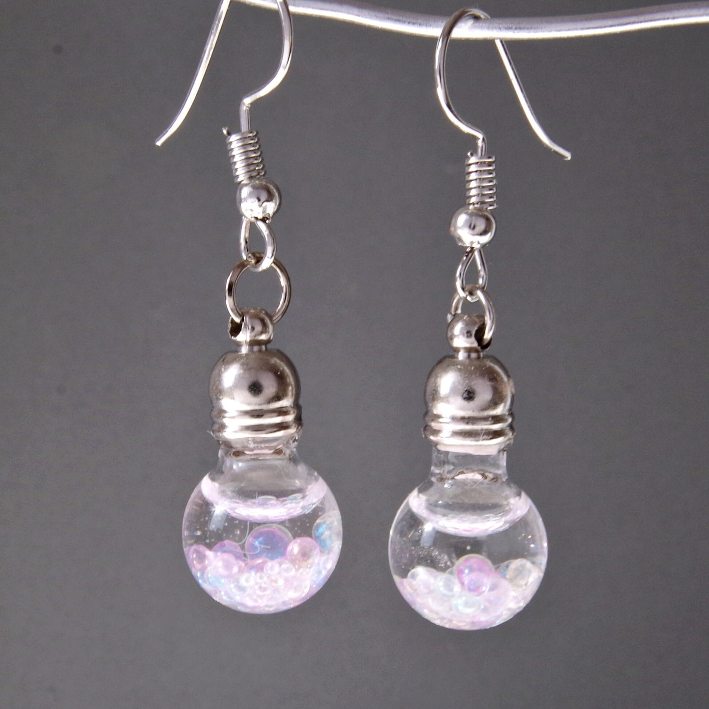 Magic bubble earrings Fairy earrings  Rainbow Orb Glass bottle jewelry Glitter earrings Floating jewelry Christmas gift for women