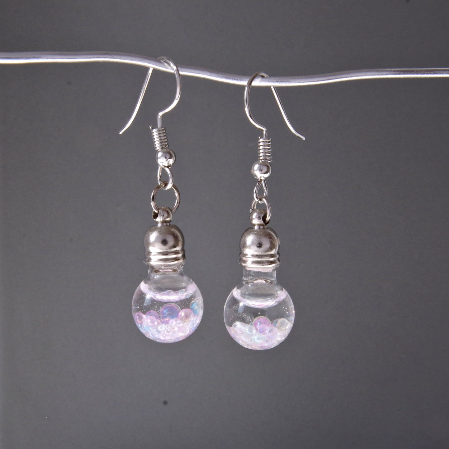 Magic bubble earrings Fairy earrings  Rainbow Orb Glass bottle jewelry Glitter earrings Floating jewelry Christmas gift for women