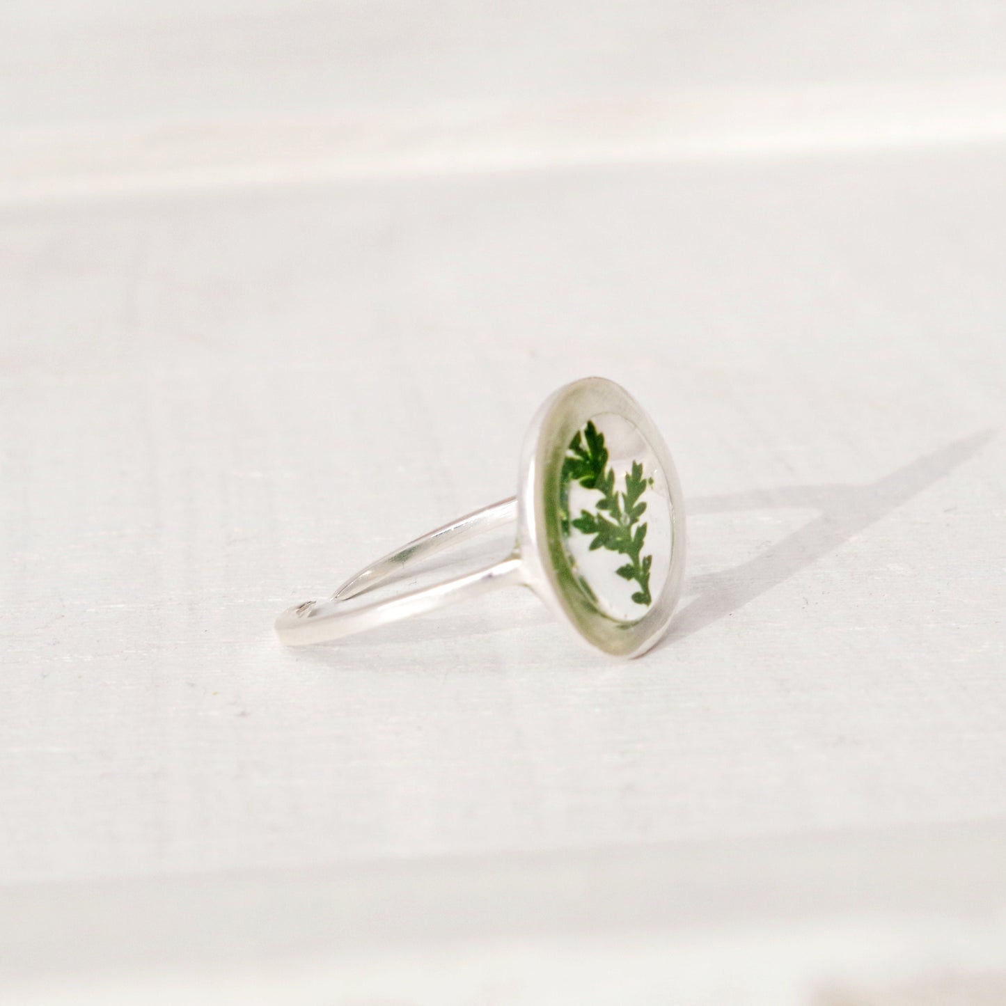 Pressed fern silver rings for women  Botanical jewelry Minimalist Adjustable Ring Terrarium jewelry Circle ring Christmas gift for mom