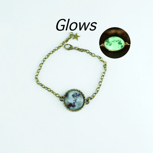 Glow in the Dark Moon Bracelet for women Glowing Moon Lunar Phase Jewelry Mother's Gift Bracelet Best Friend  Gifts Friendship Bracelet